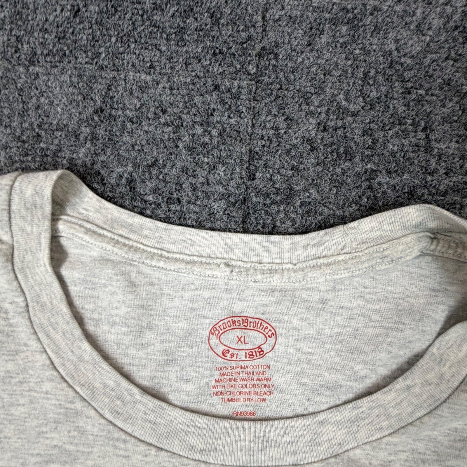 Brooks Brothers Mens XL Heather Grey 100% Supima Cotton Short Sleeve T-Shirt gallery