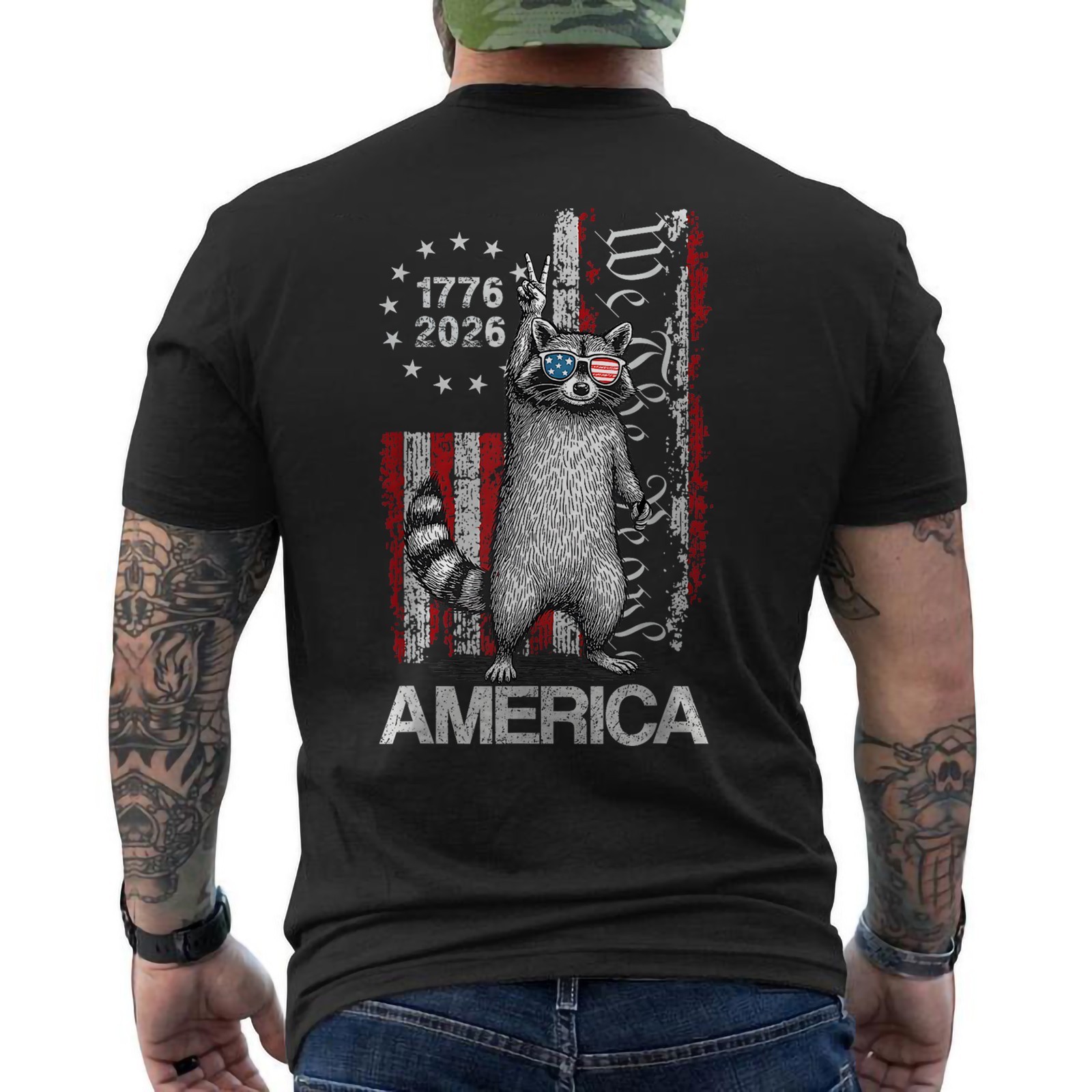 American Funny Patriotic Raccoon 250 Years 4th of July Unisex T-Shirt