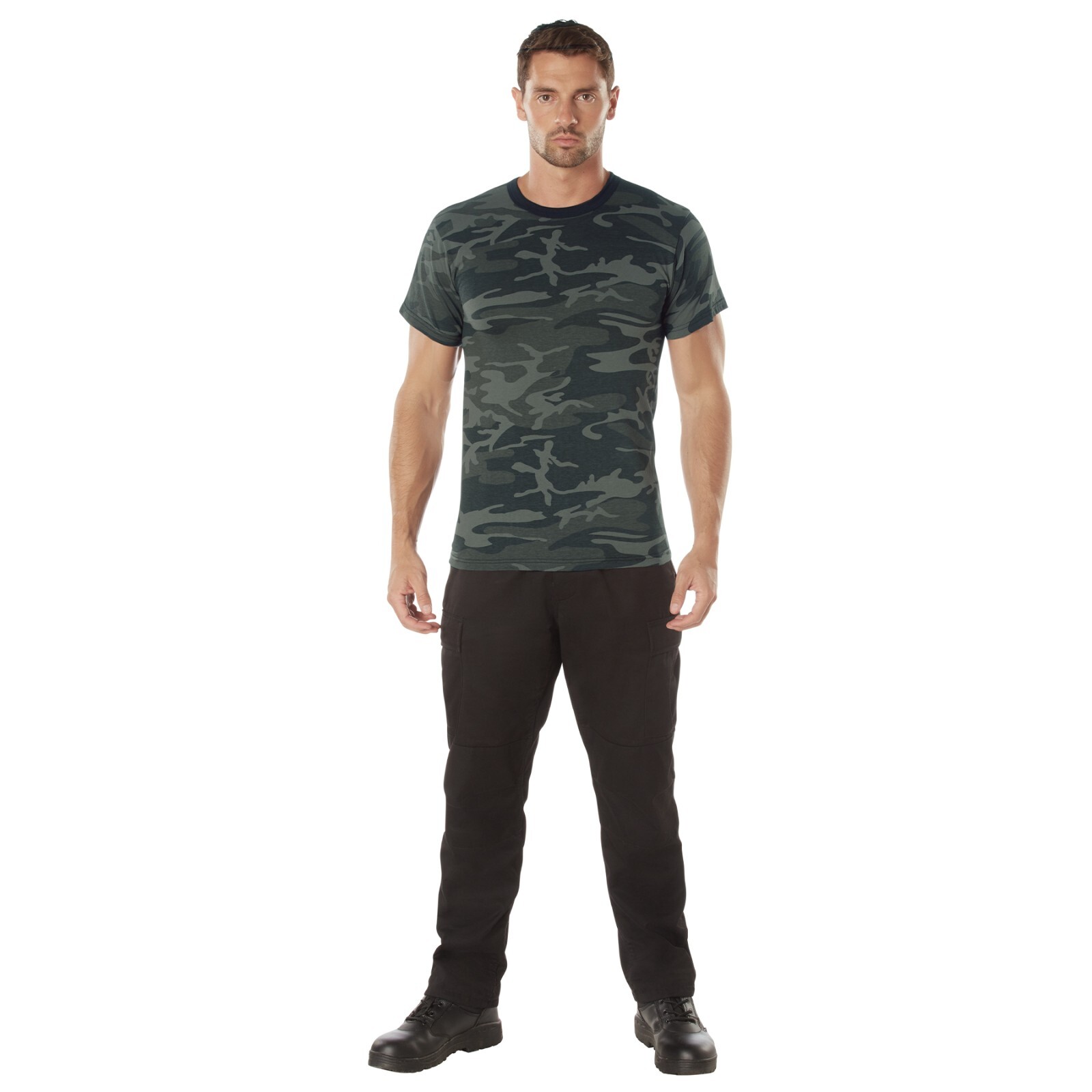 Rothco Black Camo T-Shirt- Poly Cotton Military Fashion Tees gallery