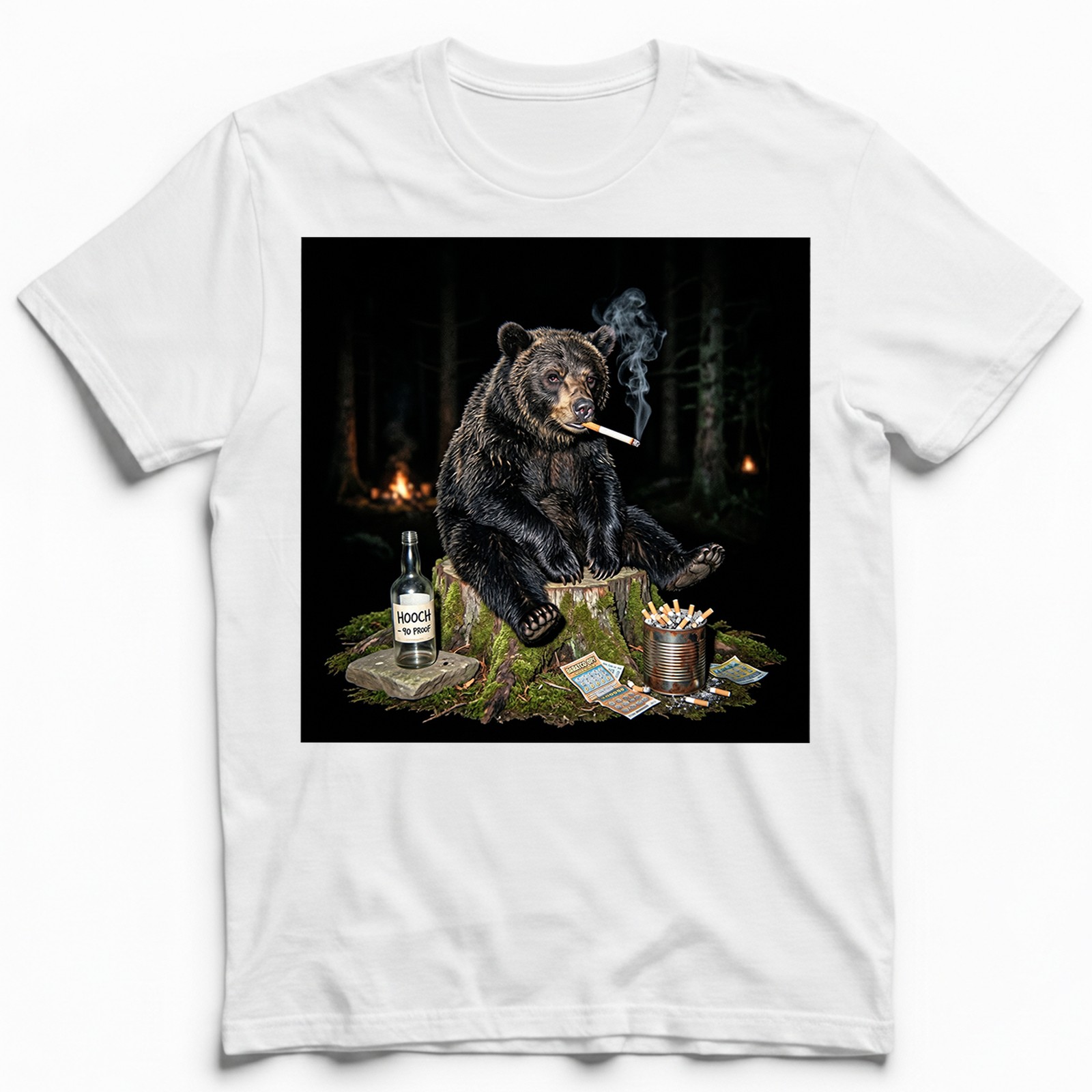 Funny Bear Smoking T-Shirt Bad Habits Forest Wildlife Meme Graphic Tee gallery