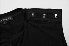 PUNK RAVE Men Black Punk Rock Gothic Steampunk Sleeveless Tops Tank Vest