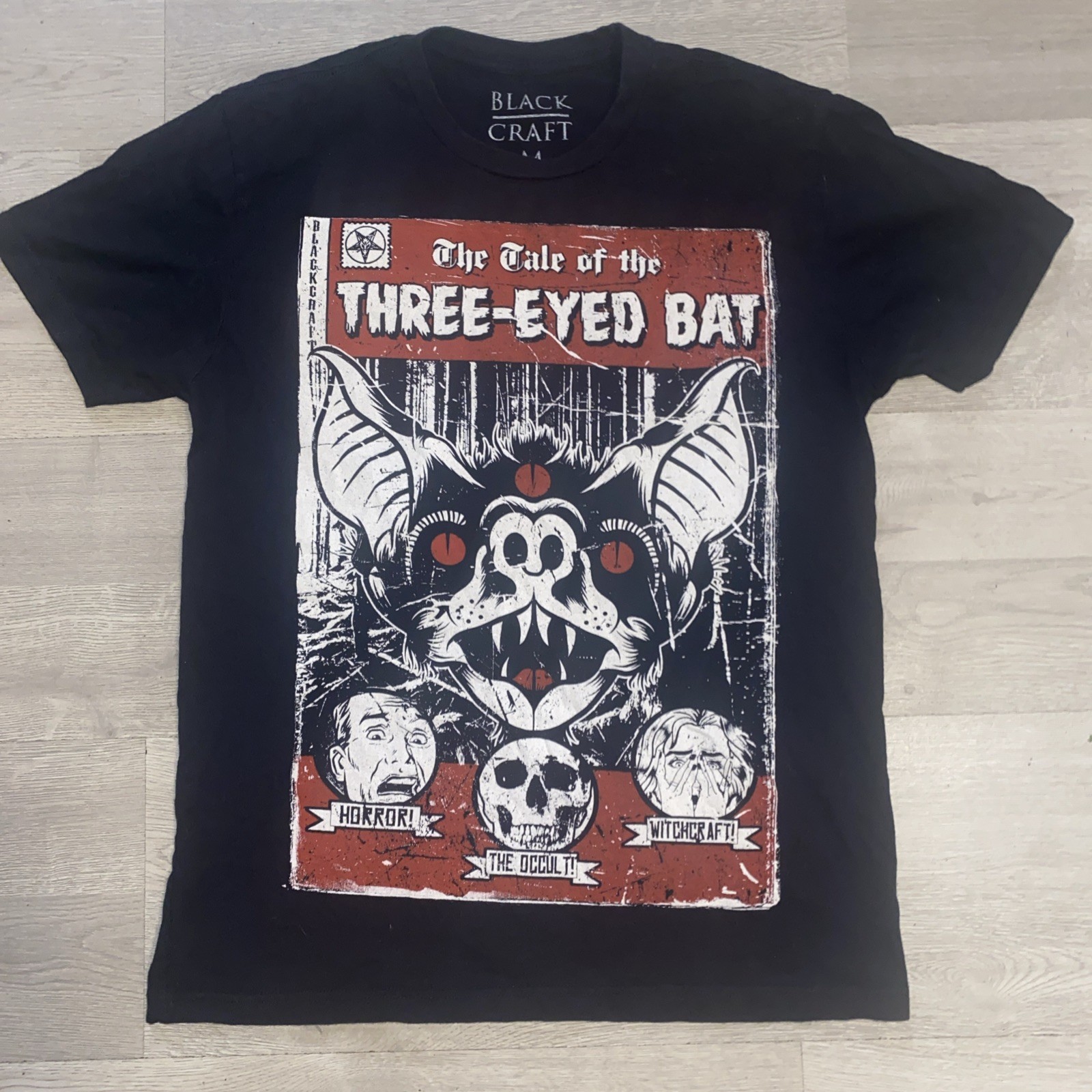 Black Craft Three Eyed Bat T-Shirt Medium Horror Occult Witchcraft Cult gallery