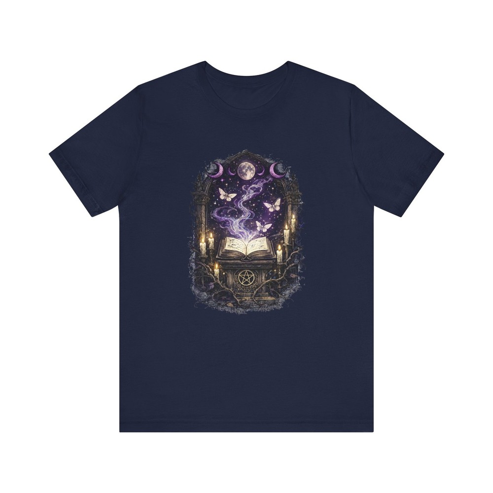 Witchy Spell Book Tee, Dark Academia Gothic Moon, Celestial Occult Graphic