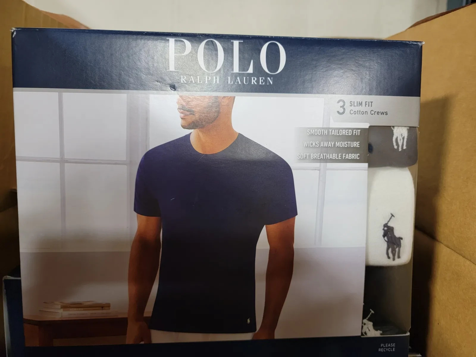 Men's POLO RALPH LAUREN W/Wicking 3-Pack Crew Cotton Undershirts, Size XL gallery