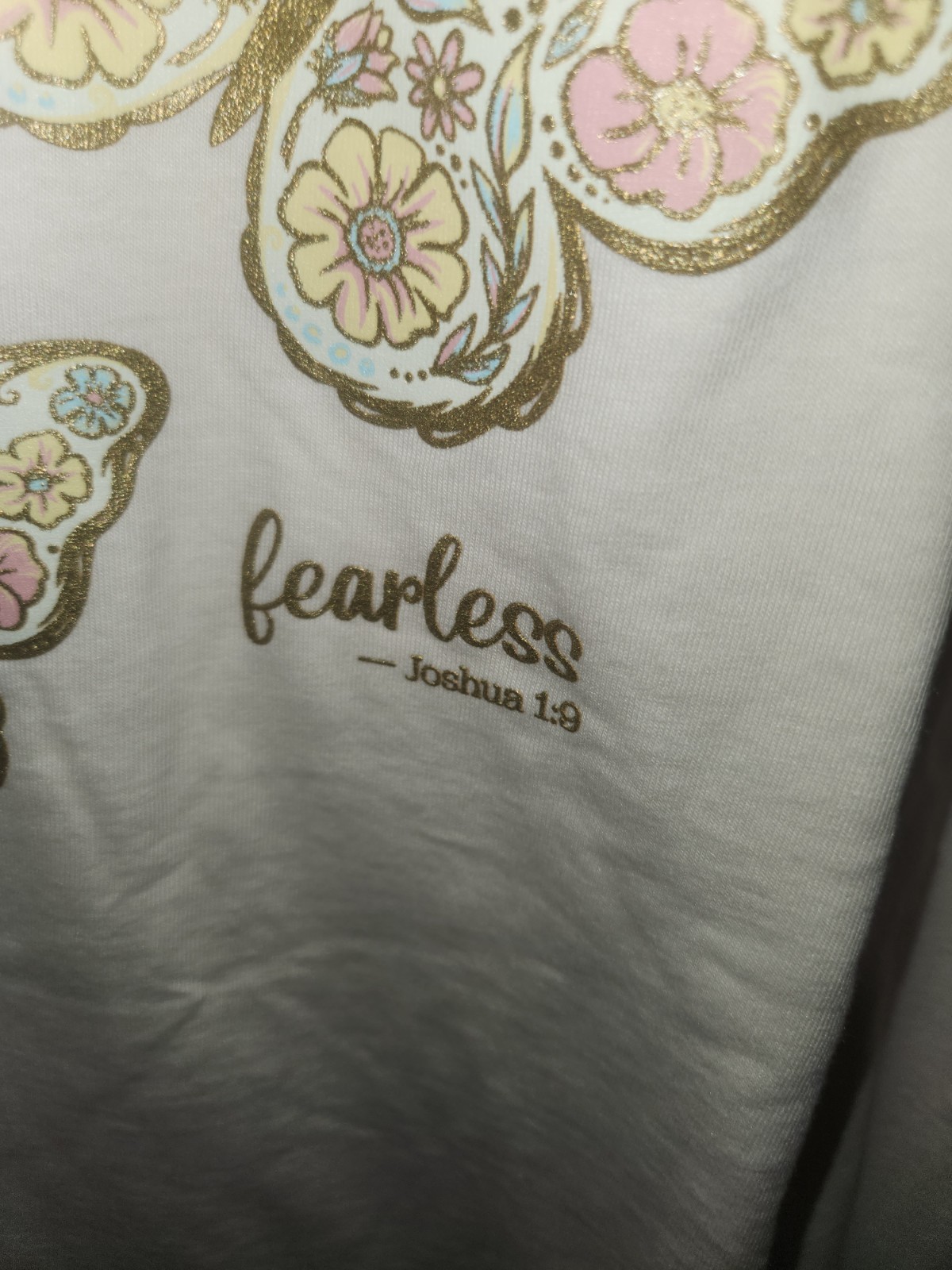 Women's 3XL Long Beige/Pink Raglan Crew T-Shirt Butterfly Fearless Joshua 1:9 gallery