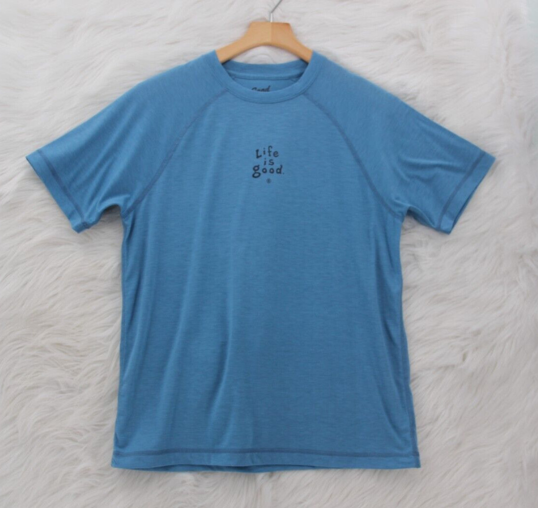 Life is Good Good Move Men's Semi-Fitted Blue Short Sleeve T Shirt Sz S #1536 gallery