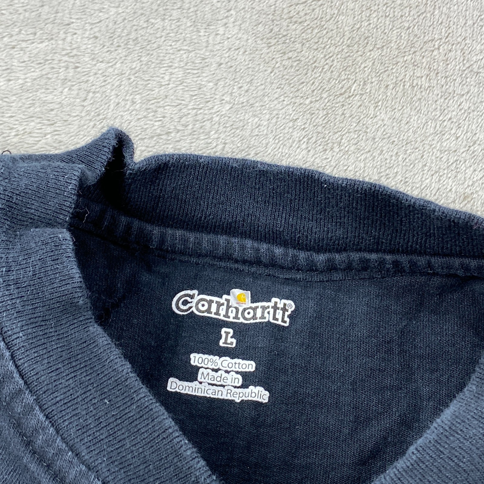 Carhartt Henley Shirt Mens Large Black Loose Fit Heavyweight Ribbed Knit Cuff gallery