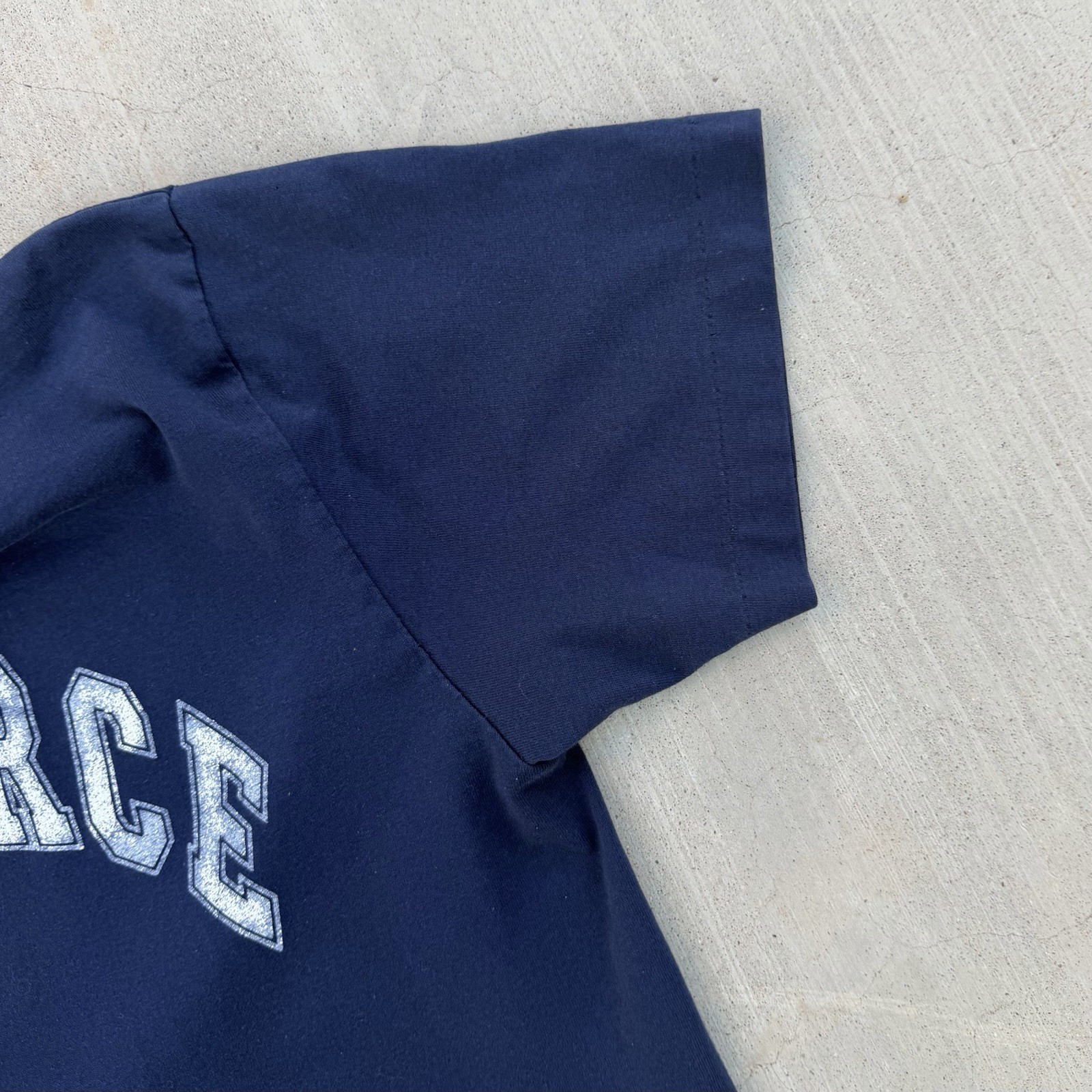 Vintage Air Force ROTC T-Shirt Navy Blue Size Large Single Stitch 90s gallery