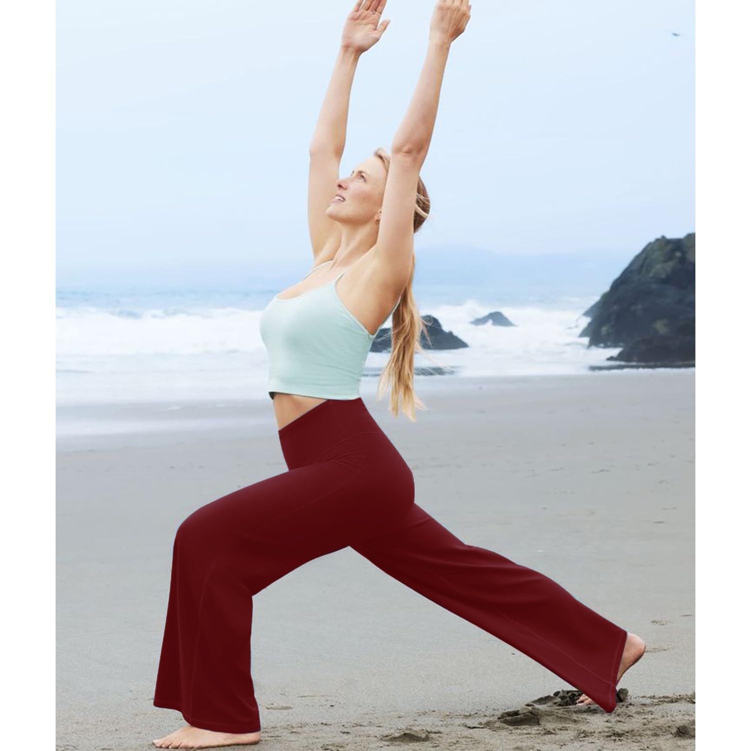 3 Pack Womens Wide Leg Pants with Pockets High Waist Loose Sweatpants Casual ... gallery