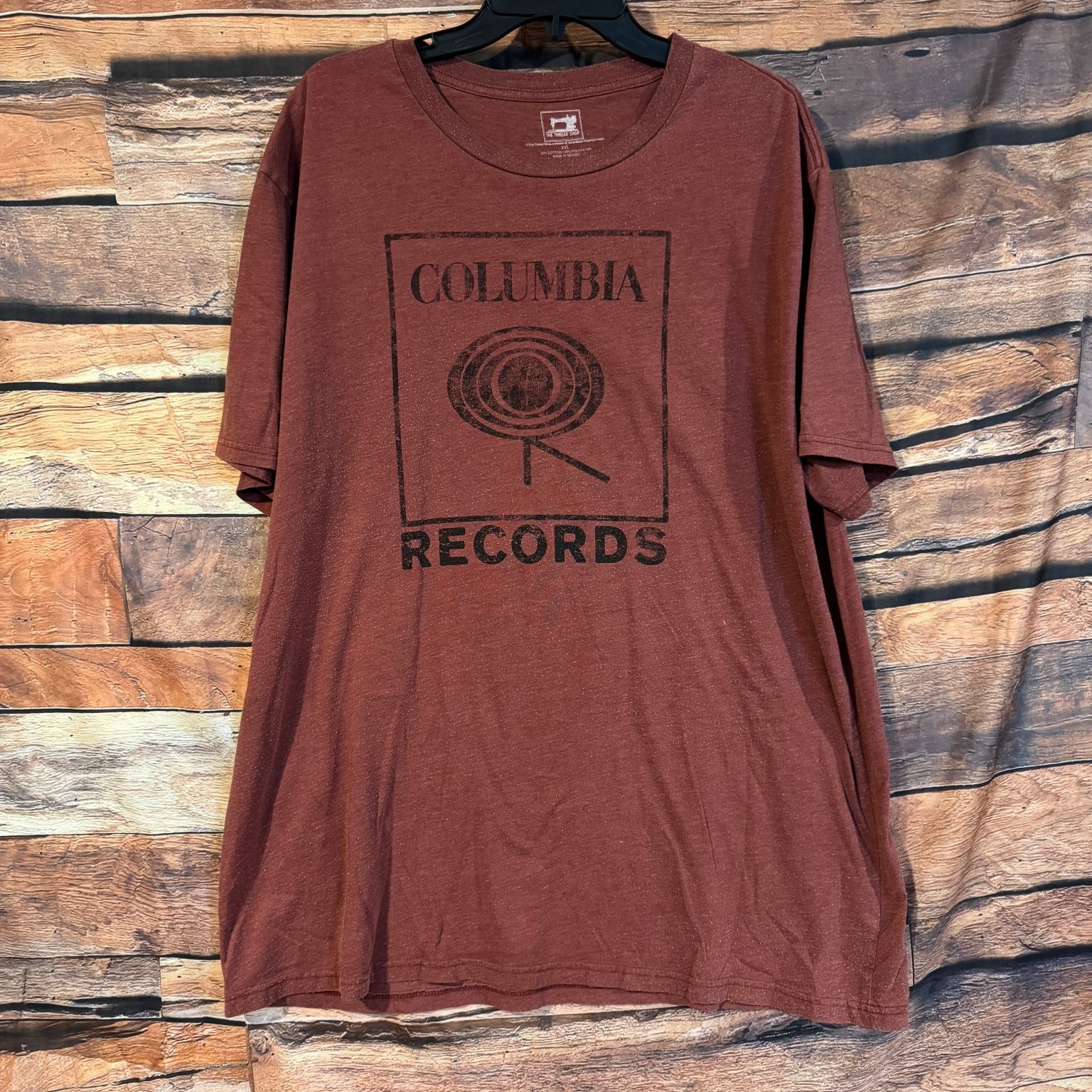 The Thread Shop T-Shirt Men's XXL Maroon Heather Columbia Records Logo Cotton gallery