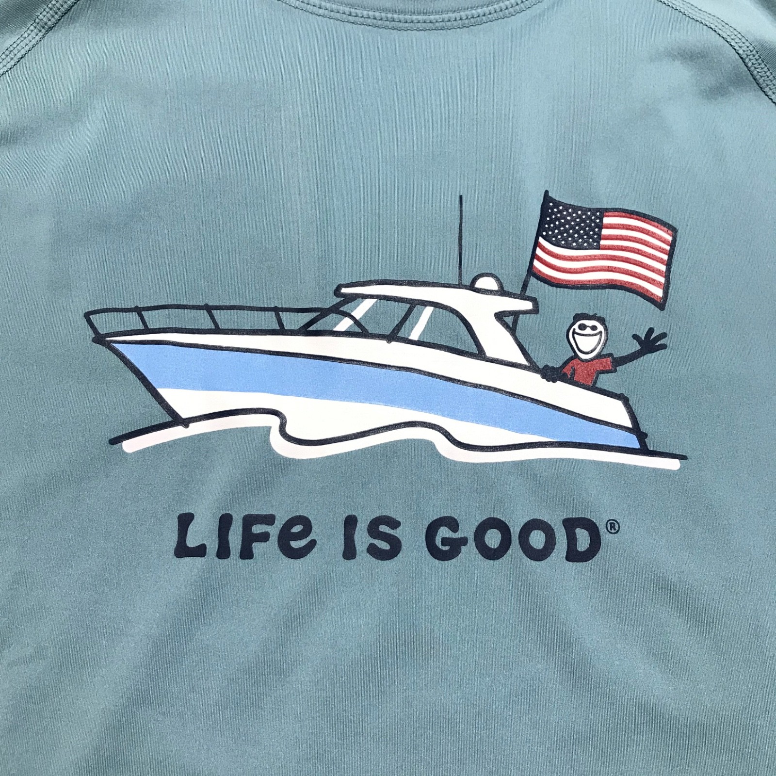 Life is Good Yacht Shirt Mens Size M Blue Long Sleeve Tee Boat Performance UPF50 gallery