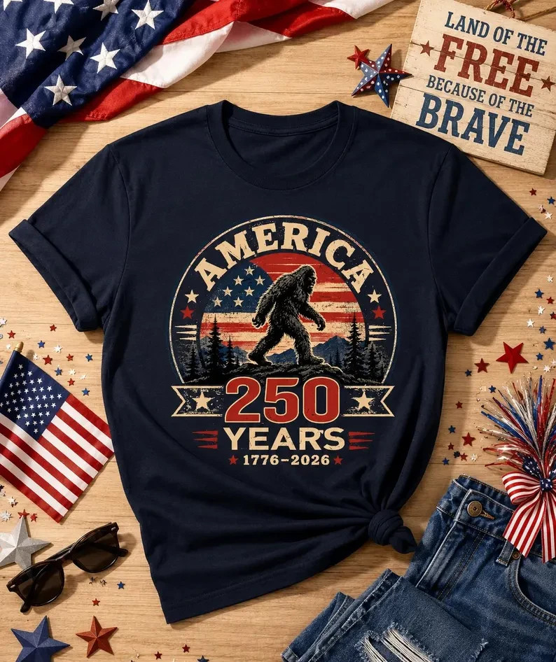 Patriotic Bigfoot 250 Years tee 1776–2026 America T-Shirt | S-5XL multicolor gallery