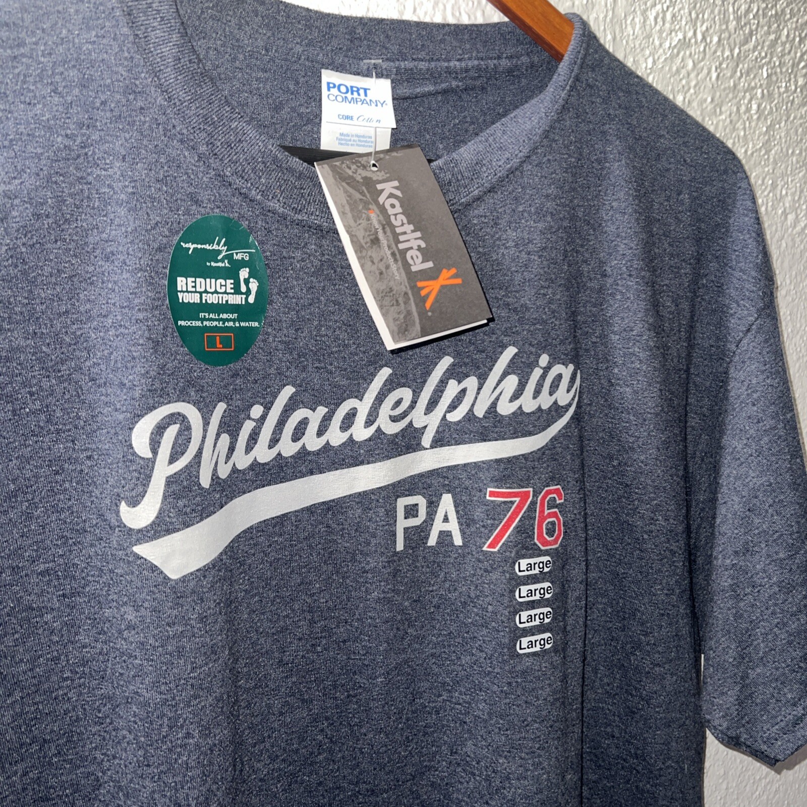 Port & Company Philadelphia PA76 Mens T-Shirt Blue NWT gallery