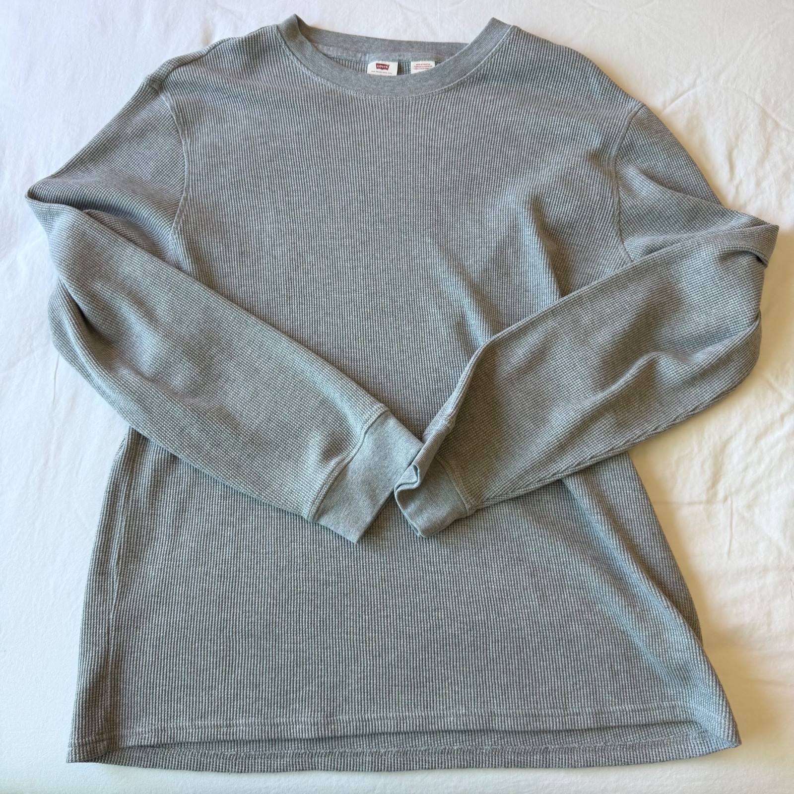 Levi’s Henley Shirt Mens XL Long Sleeve Waffle Knit Thermal Gray