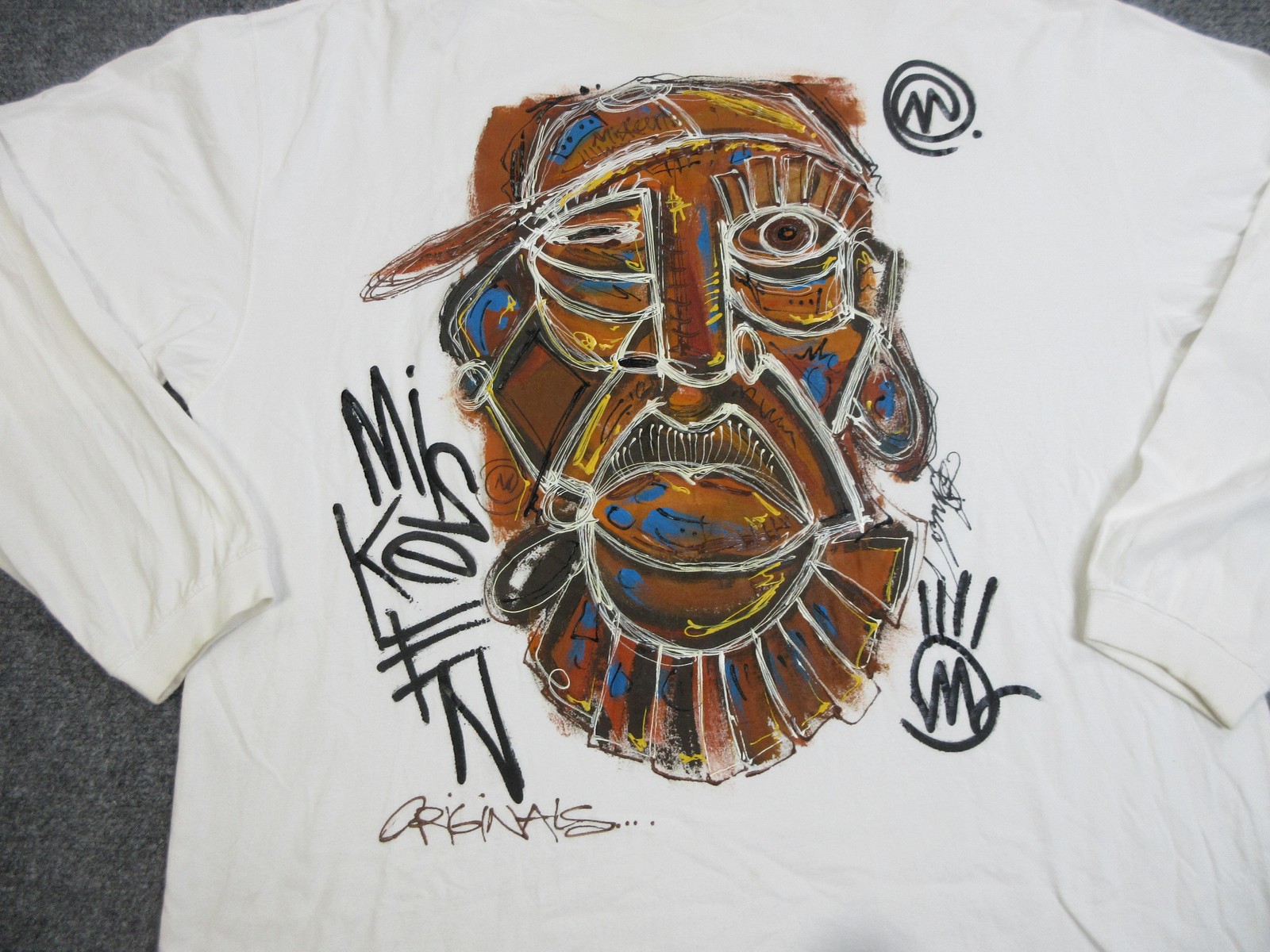 Miskeen Originals Hand Painted Shirt Mens 2XL White Graphic Streetwear Hip Hop gallery