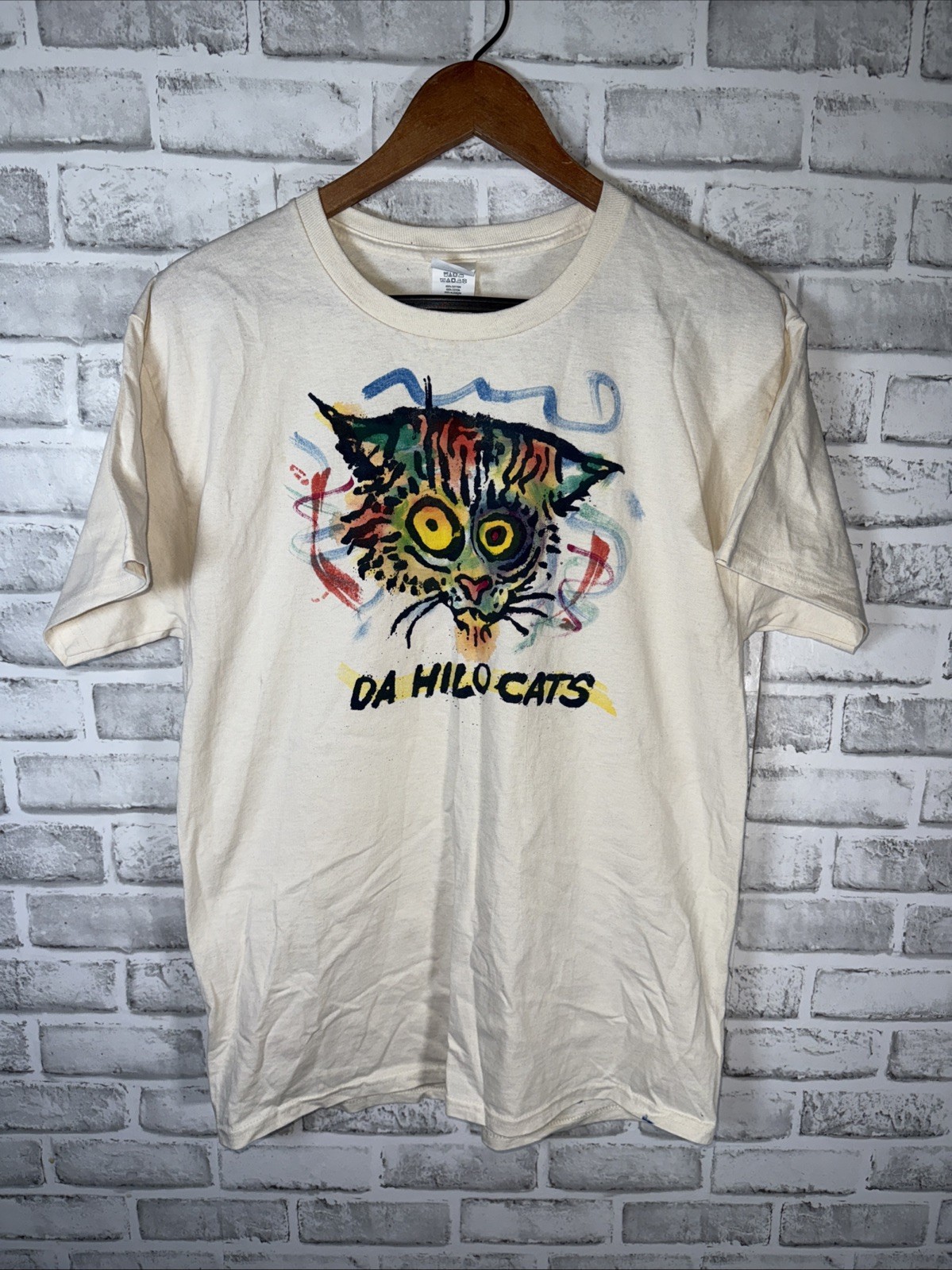 Da Hilo Cats TOMAS BELSKY DESIGNS SIlk Screened Double Sided Tee Mens M gallery