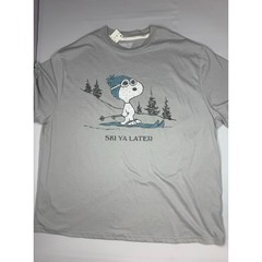 Men’s Peanuts Snoopy Ski Ya Later Short Sleeve Graphic T-Shirt – Gray XXL NWT