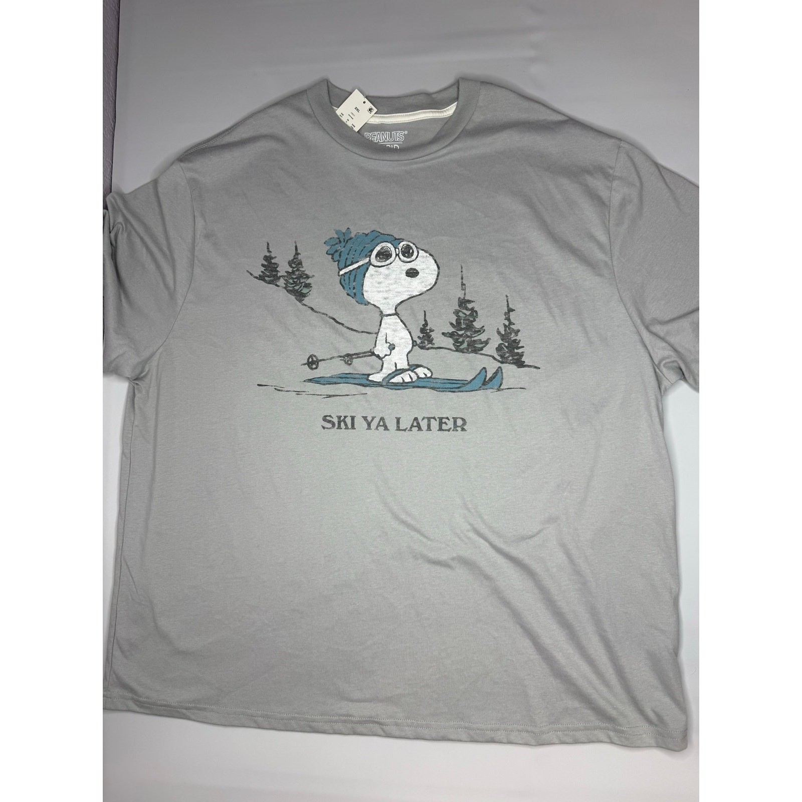 Men's Peanuts Snoopy Ski Ya Later Short Sleeve Graphic T-Shirt - Gray XXL NWT gallery