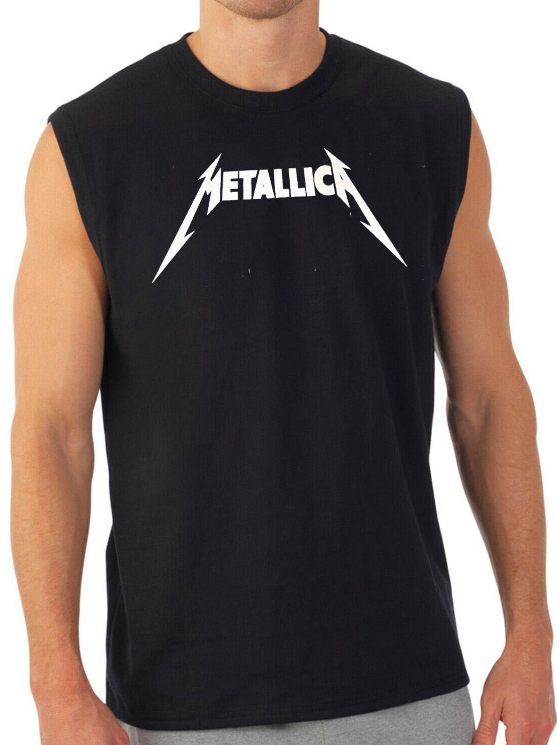 METALLICA LOGO PUNK ROCK Band Black Muscle Shirt