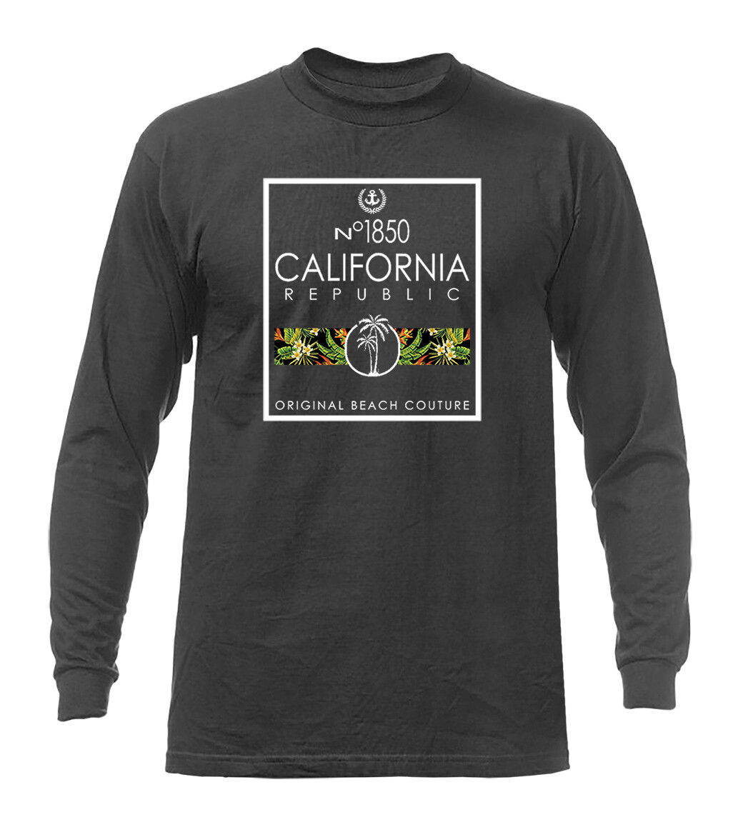 Golden State California Republic Floral Palm Tree Beach Long Sleeve