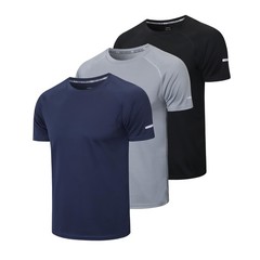 Men’s 3 Pack Sports Compression Shirts Dry Fit Moisture Wicking Short Sleeve …