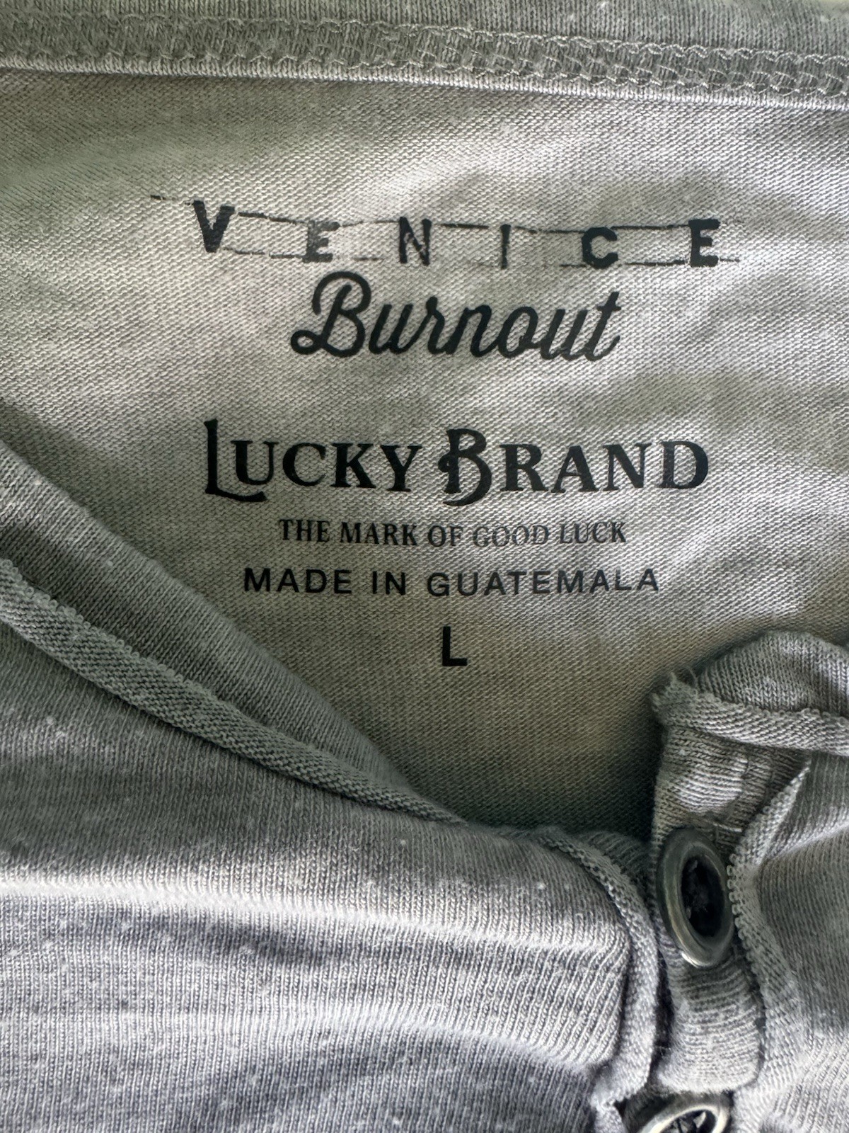 Lucky Brand Venice Burnout Gray Semi Sheer Shirt Boho Coastal Mens Large gallery