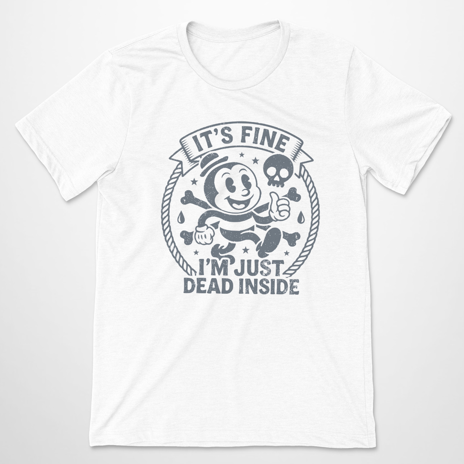 Retro Cartoon T Shirt Sarcastic Graphic Tee Its Fine Im Just Dead Inside Vintage