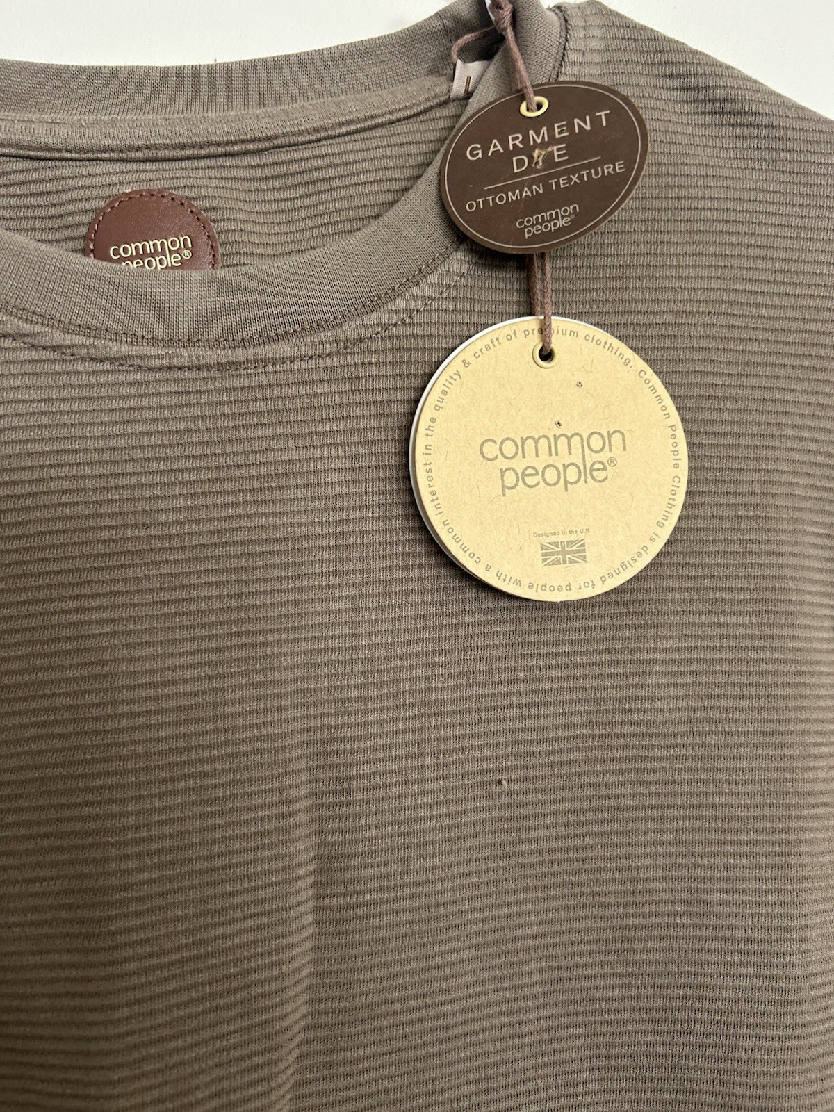 COMMON PEOPLE Ottoman Texture T-Shirt Large Ribbed Short Sleeved Brown gallery