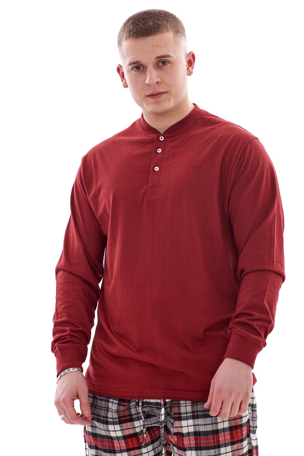 Mens Casual Shirts Jersey Cotton Henley Long Sleeve ribbed cuff Tops T-shirts gallery