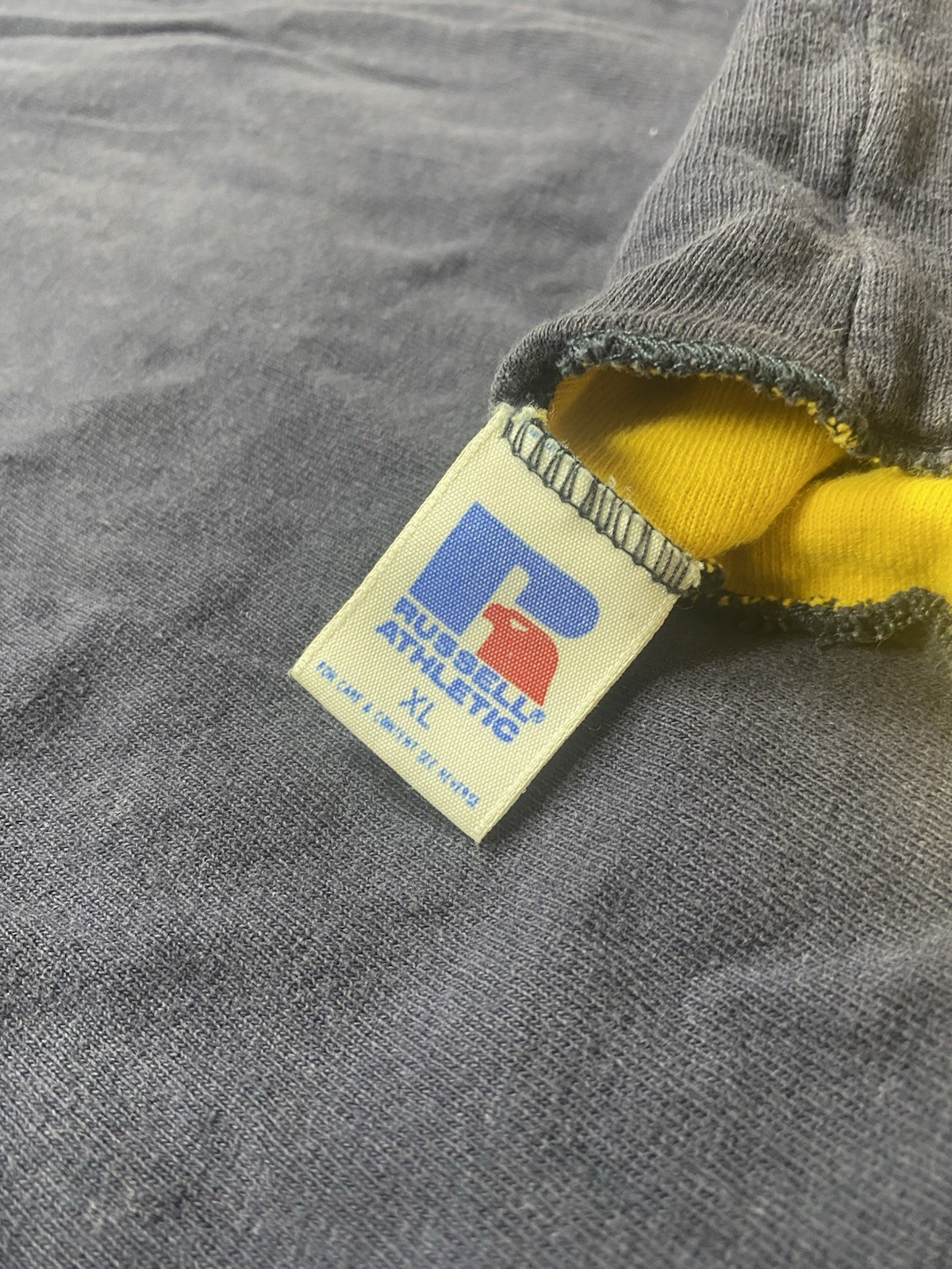 Vtg 80s Russell Reversible Shirt Navy/yellow Size XL Adult Thrashed Grunge gallery