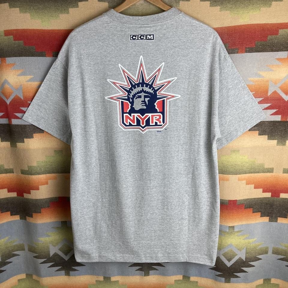 NEW VTG 00s New York Rangers NHL Hockey Liberty CCM Gray T-shirt Mens XL gallery