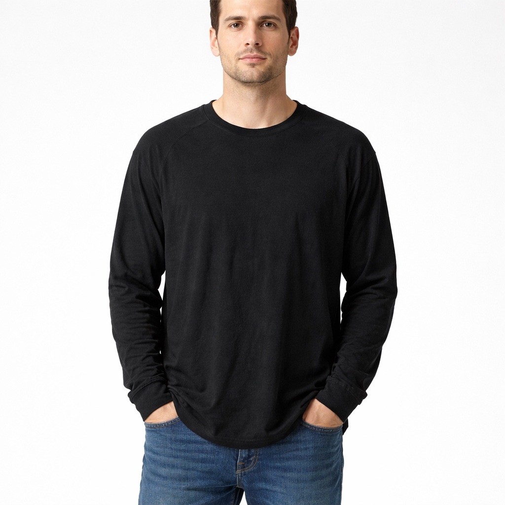 Zella All Day Long Sleeve Cotton Slub T-Shirt Mens XL Black gallery