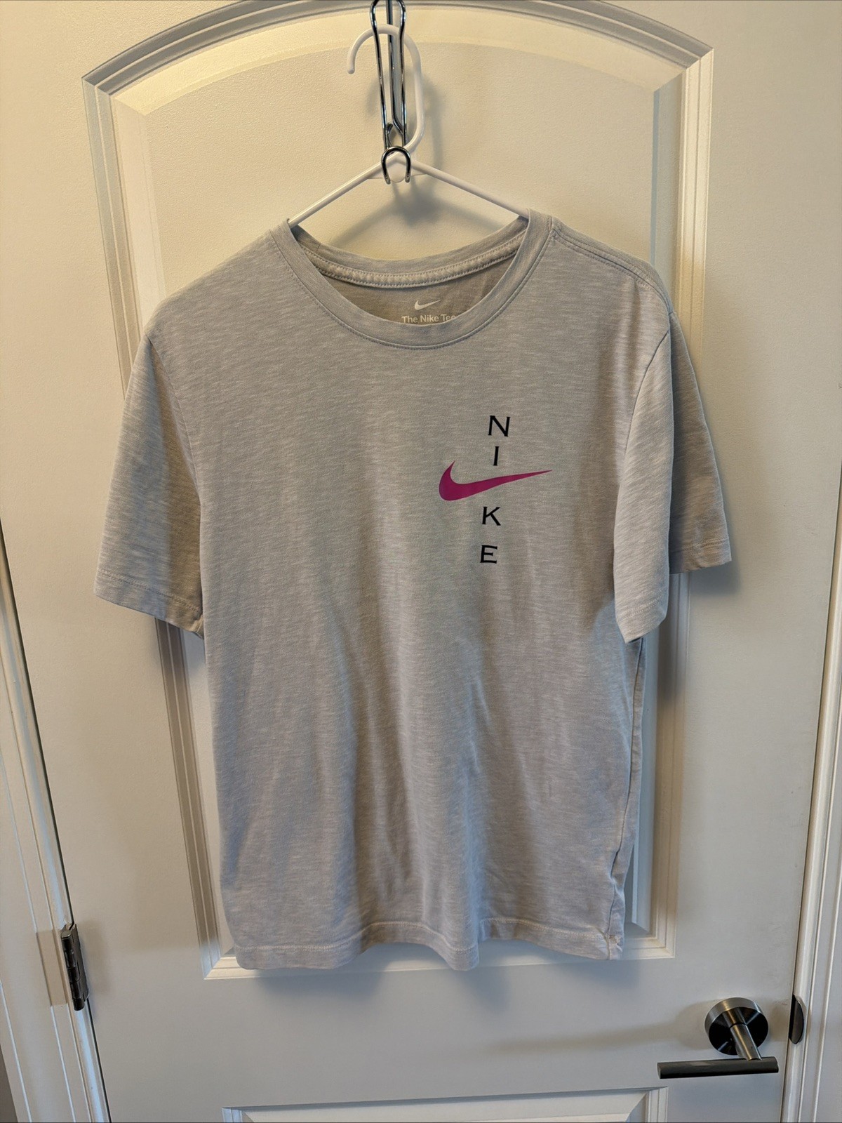 Nike Check Logo Tee Mens Small Dri Fit Gray Short Sleeve Casual Crewneck gallery