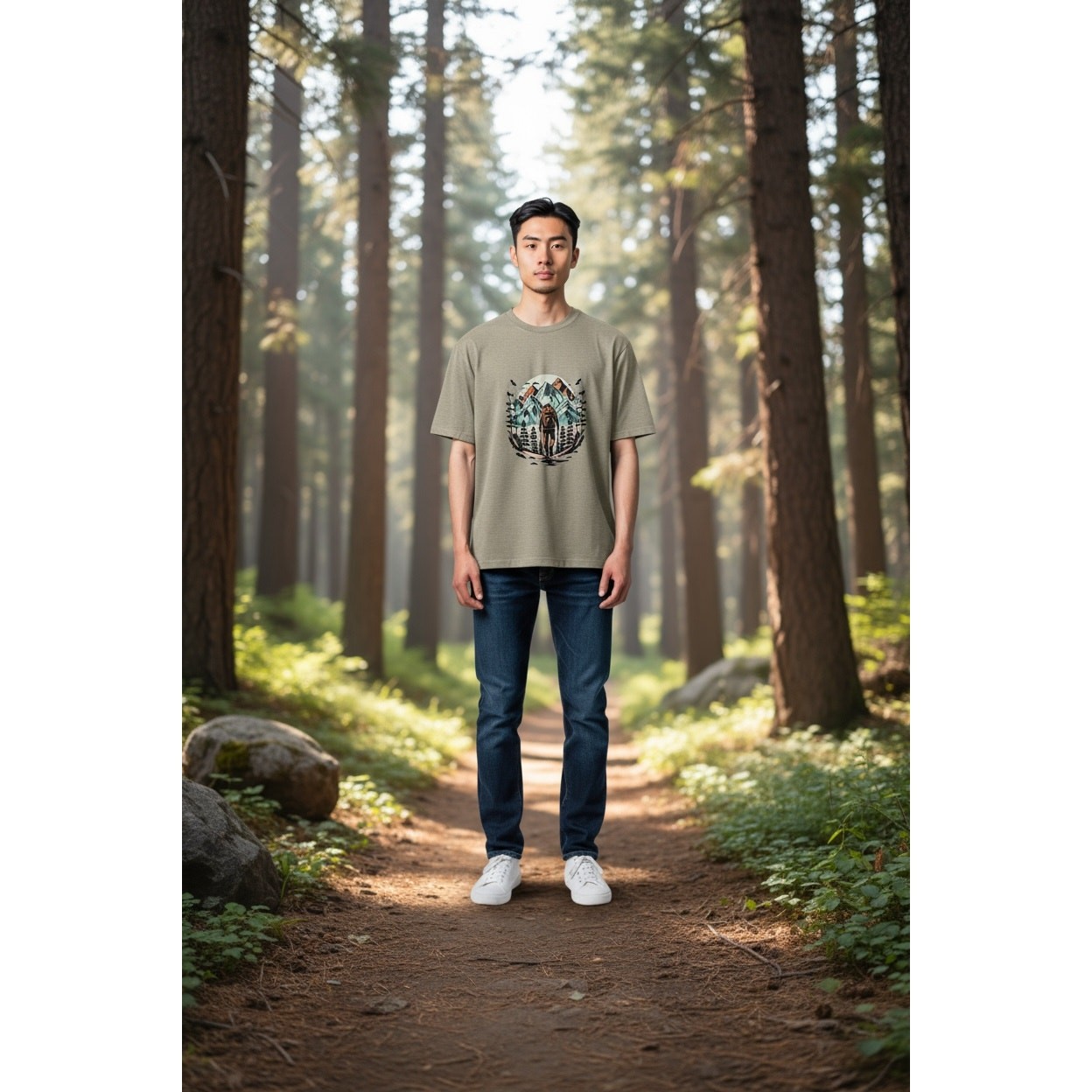 Hiking Outdoor Tan T-shirt Large Unisex New without Mountains Outdoorwear casual gallery