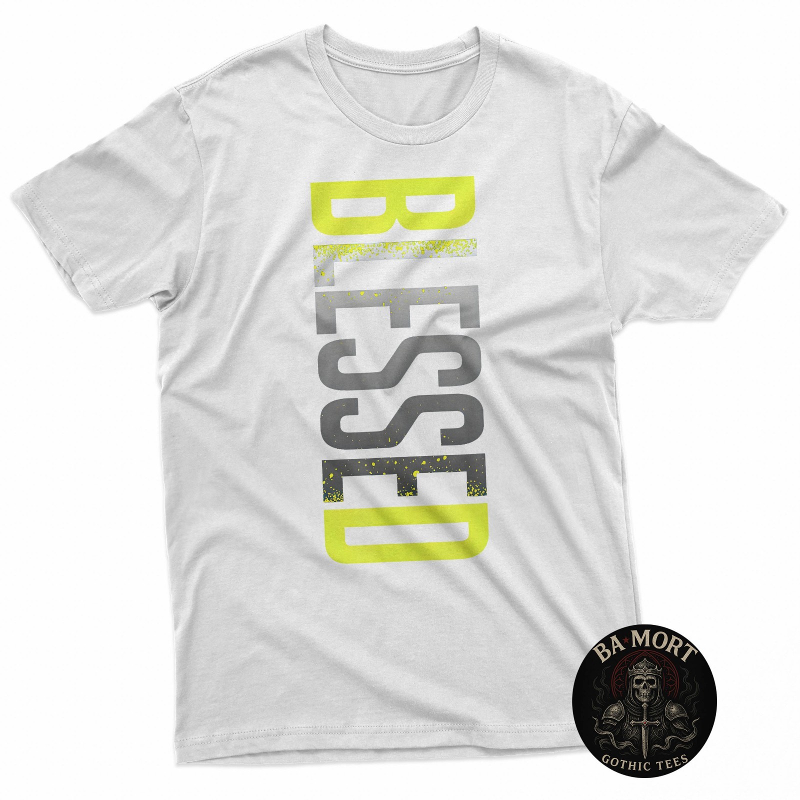 Neon Yellow Black Cool Grey Graphic Match T-Shirt gallery