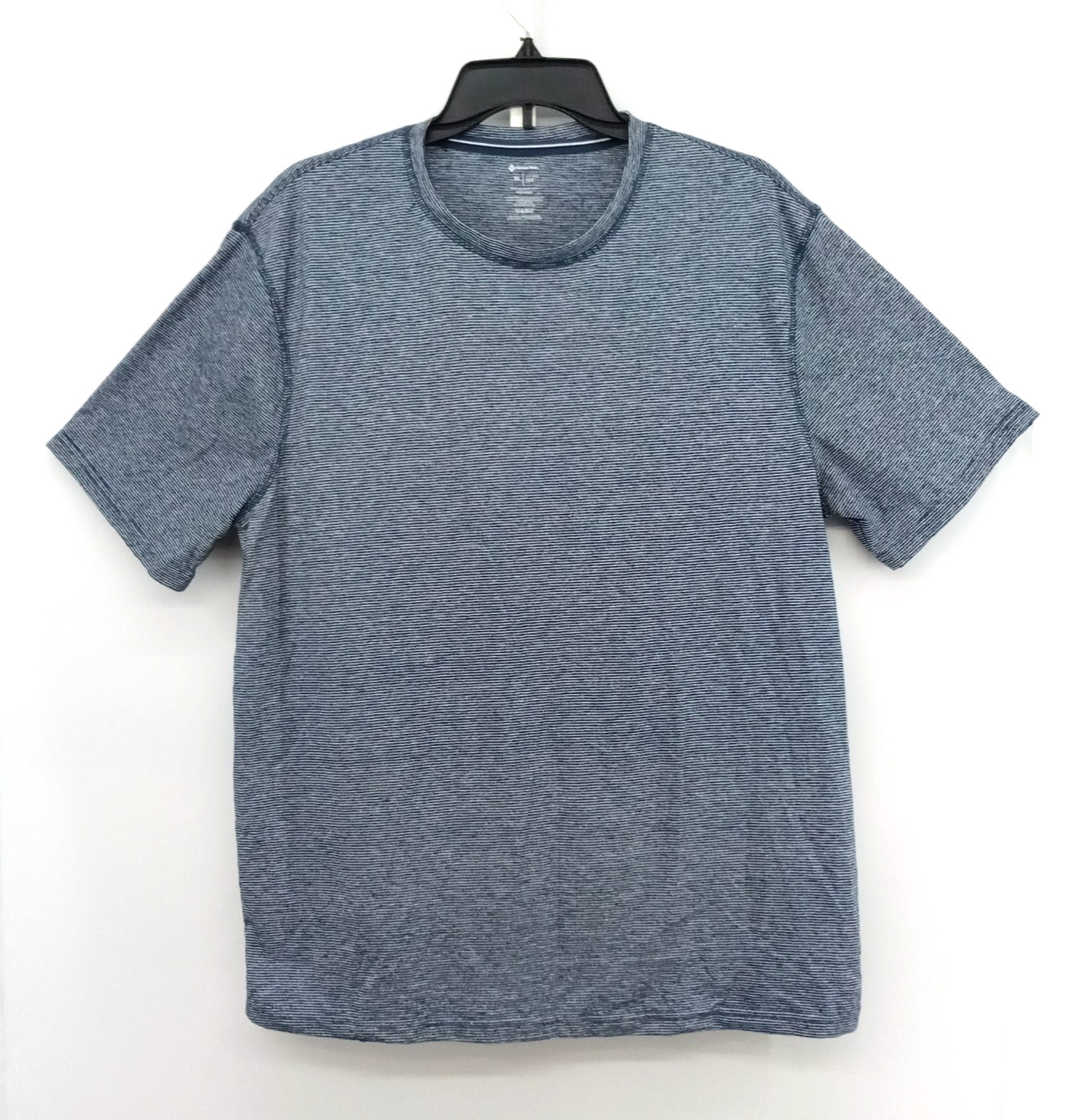 Members Mark Shirt Men Size XL Blue Micro Striped Short Sleeve Crew Neck Top