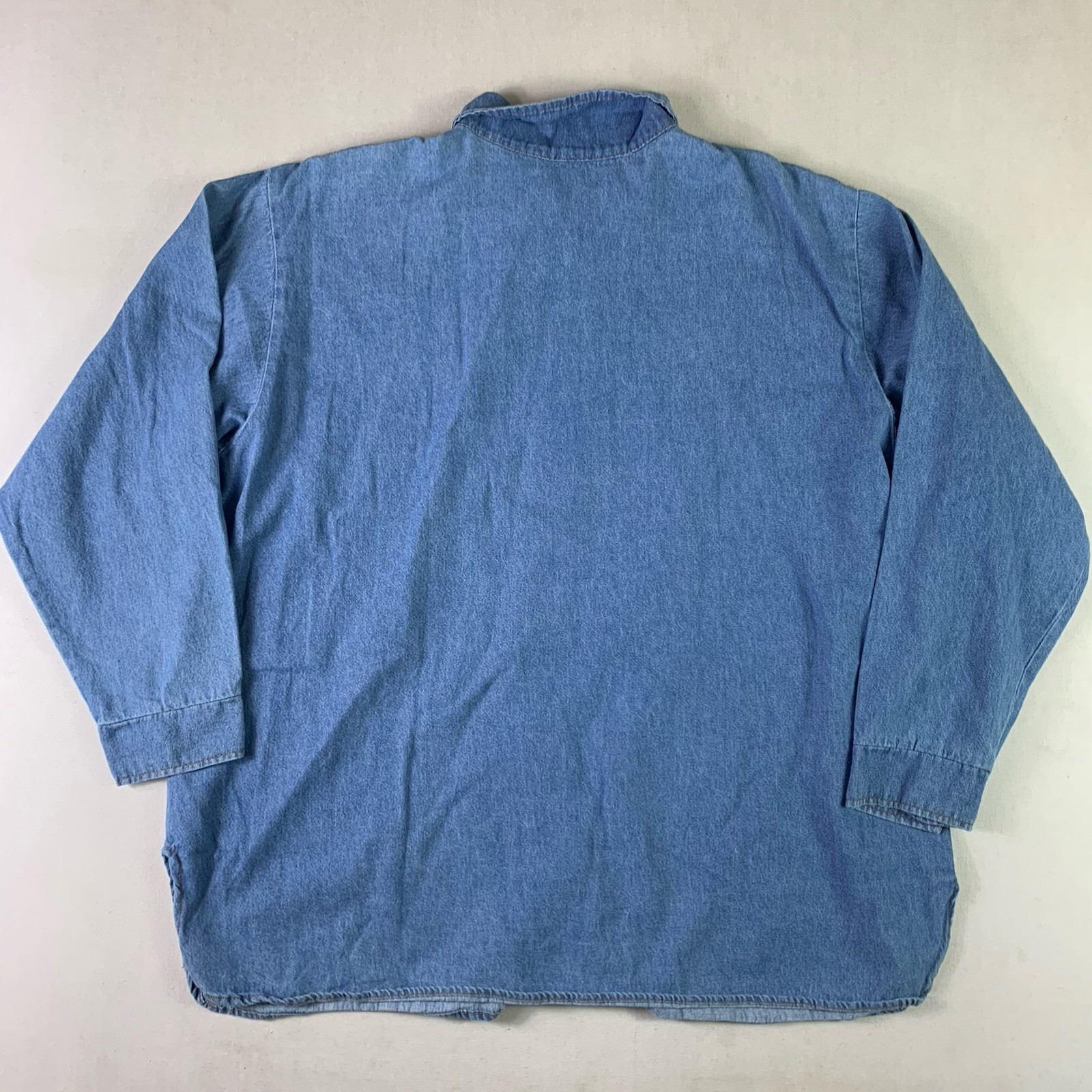 vtg 90s Mighty Ducks Original Produck Shirt Chambray Mens Large Blue Made in USA gallery