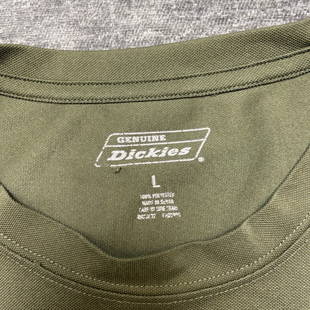 Genuine Dickies T Shirt Mens Large Olive Green Long Sleeve Crew Neck Pullover gallery