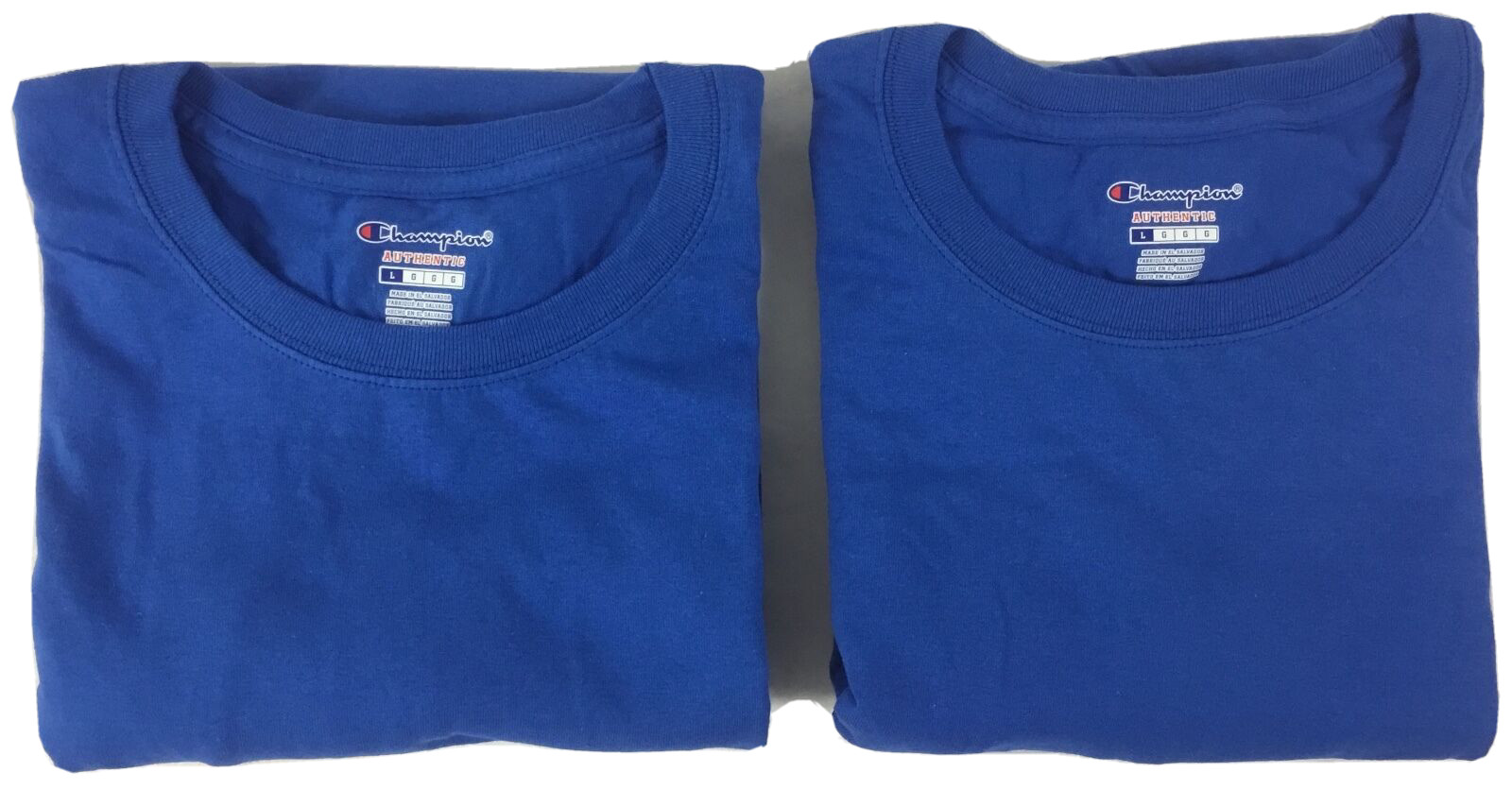 Champion Men TWO Long Sleeve Workout T-Shirt CC8C Ribbed Cuff BLUE Size XL