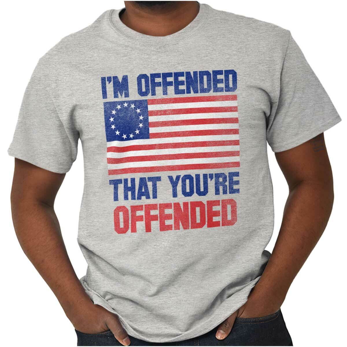 Offended Youre Offended Betsy Ross USA Flag Womens or Mens Crewneck T Shirt Tee gallery