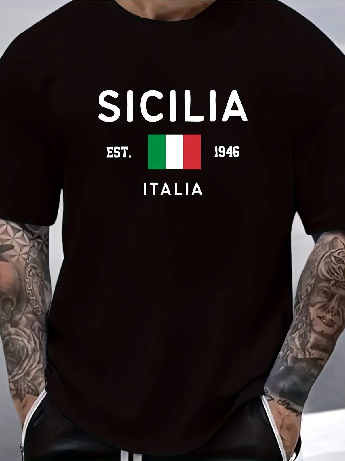 Mens Sicily Print T Shirt Italy Graphic Stylish Casual Crew Neck Summer Tee gallery