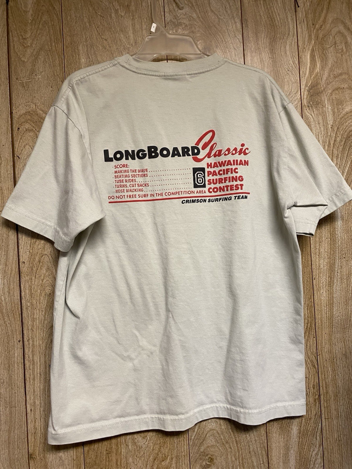 Crimson Surfing Men’s Gray Double-Sided Graphic Logo Surf Beach Crew Neck Tee L gallery