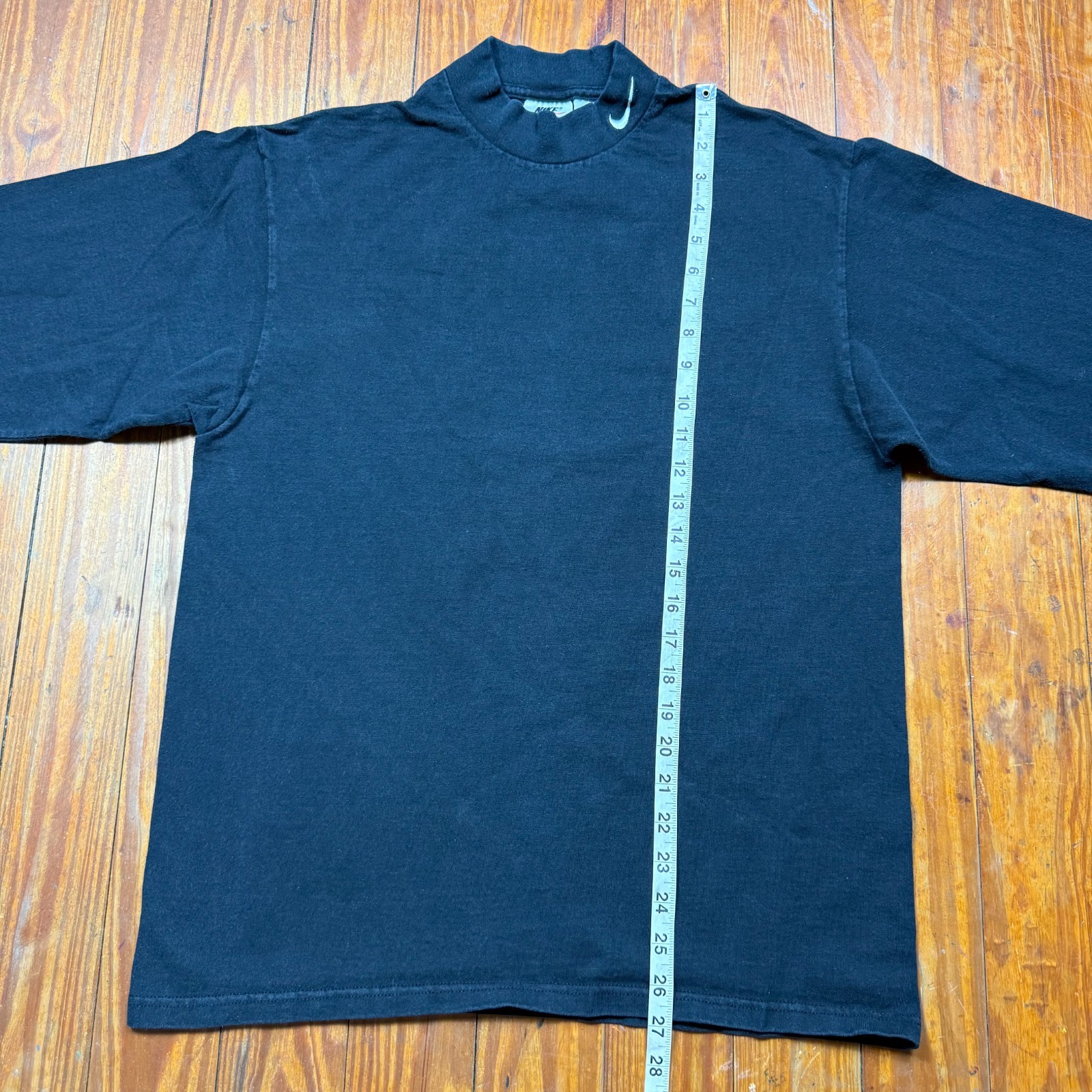 Vintage Nike Mock Neck Shirt Mens Size Medium Black Long Sleeve Swoosh 90s gallery