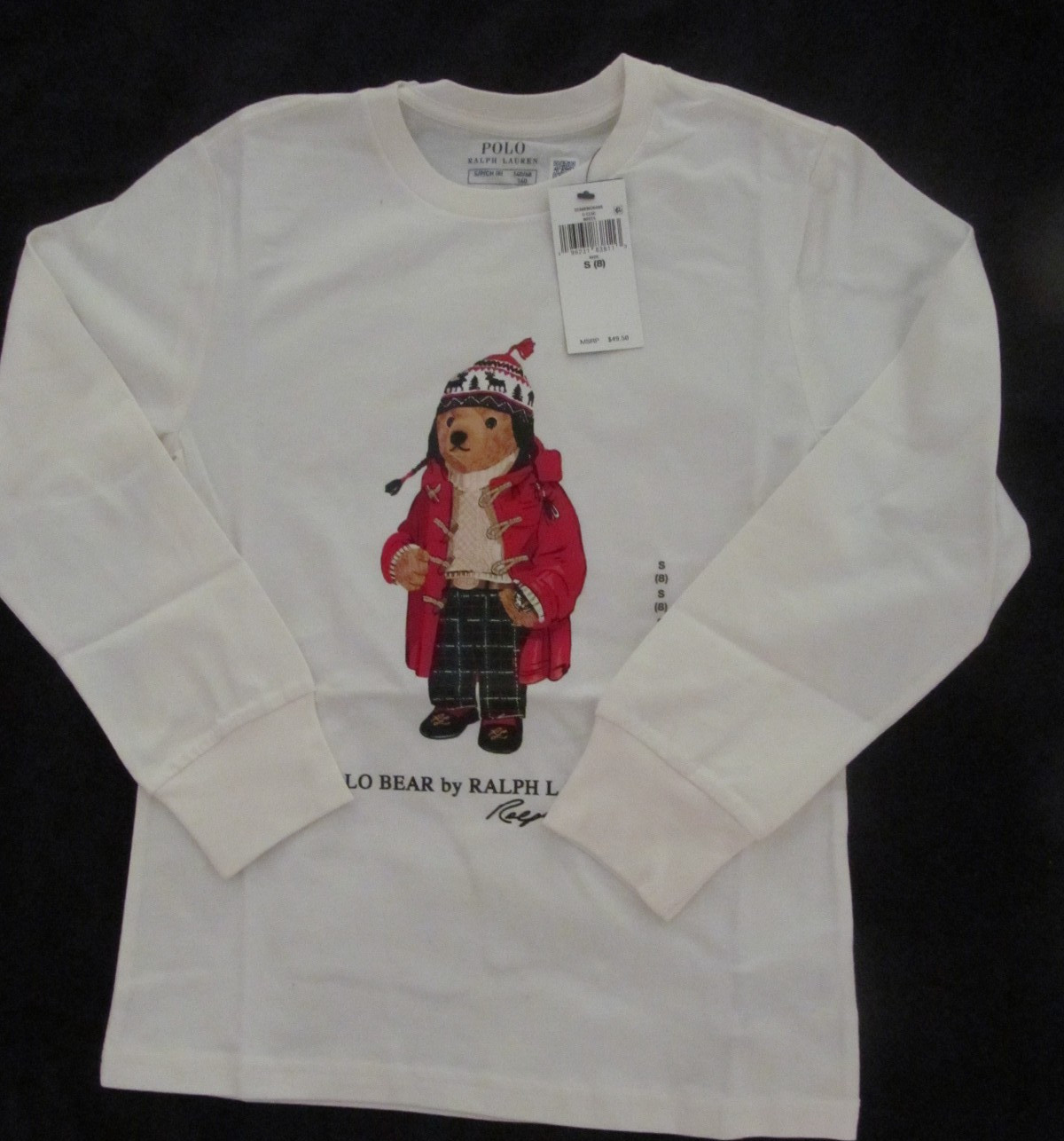 $49.50 Polo Ralph Lauren Bear Graphic Tee Long Sleeves- Size S (8) gallery