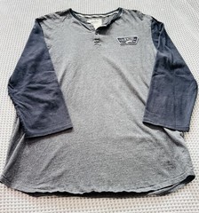 VANS Off The Wall Men’s Henley 3/4 Sleeve T-Shirt Gray Black Size L 2013 Vintage