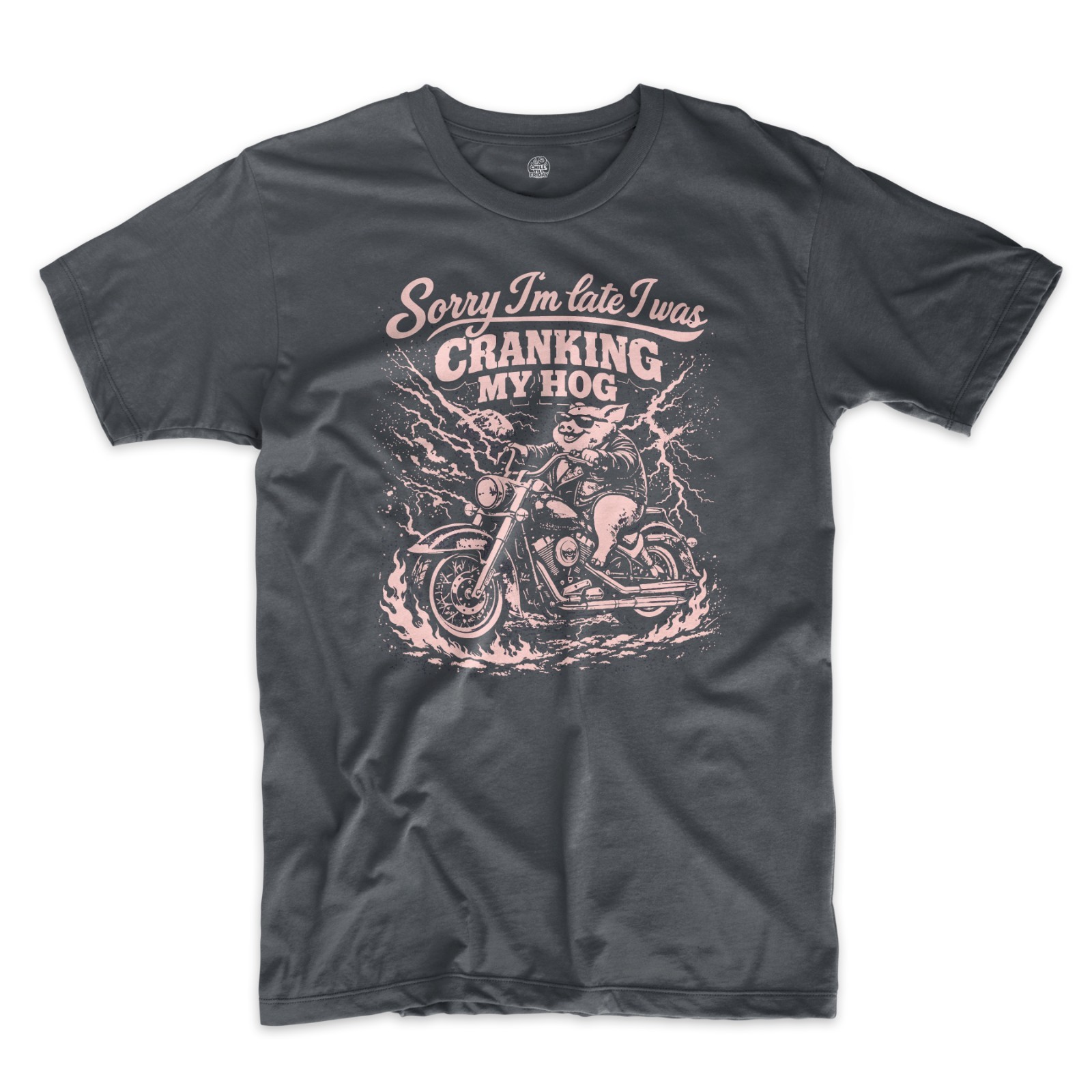 Sorry I’m Late I Was Cranking My Hog Shirt Funny Biker Meme Motorcycle Tee gallery