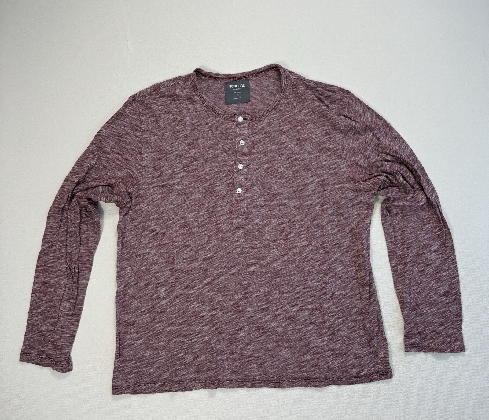 Bonobos Mens XL Standard Fit Henley T-Shirt Red White Lightweight Modern Classic gallery