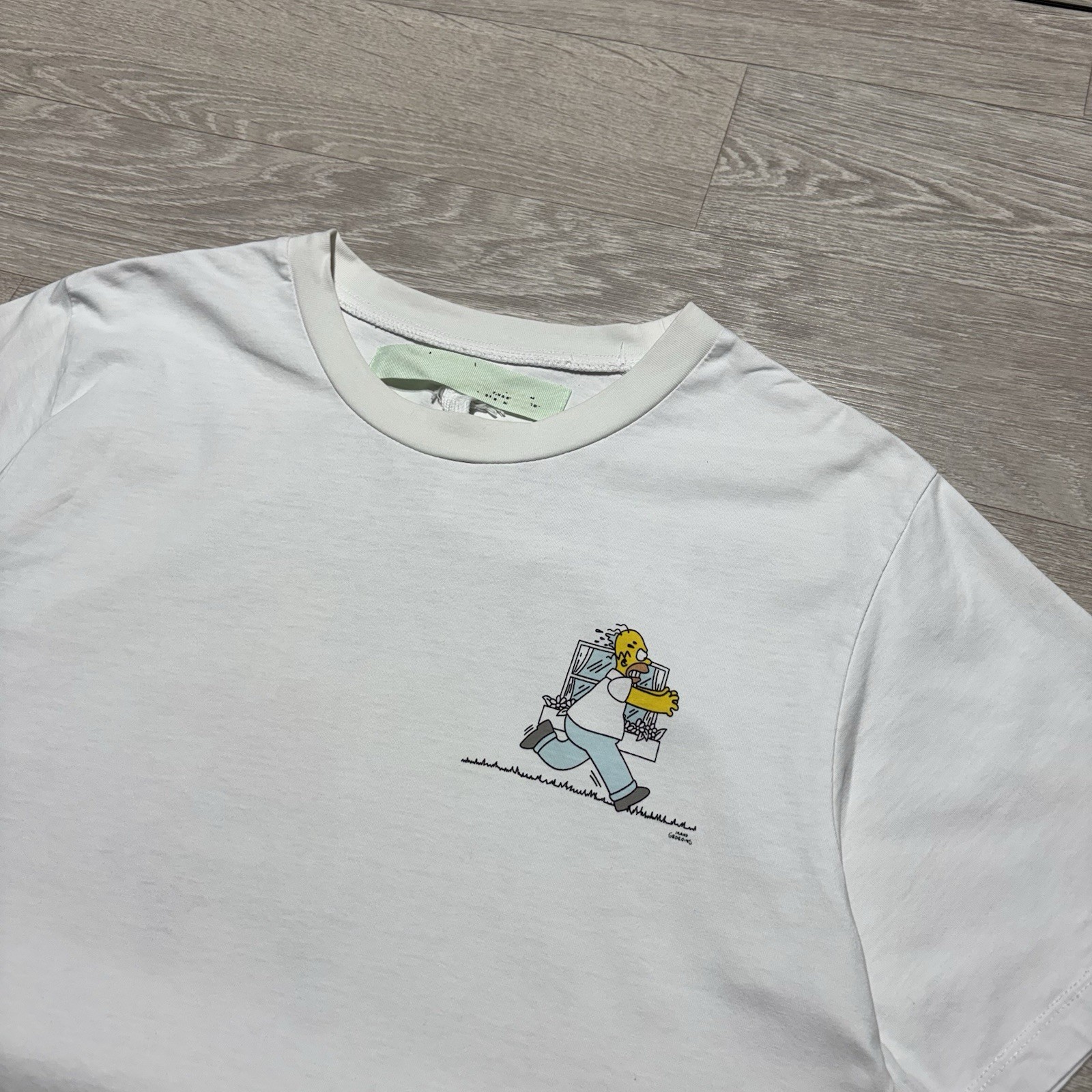 Off-White x The Simpsons Men's White Graphic Crew Neck Tee Shirt Size M gallery