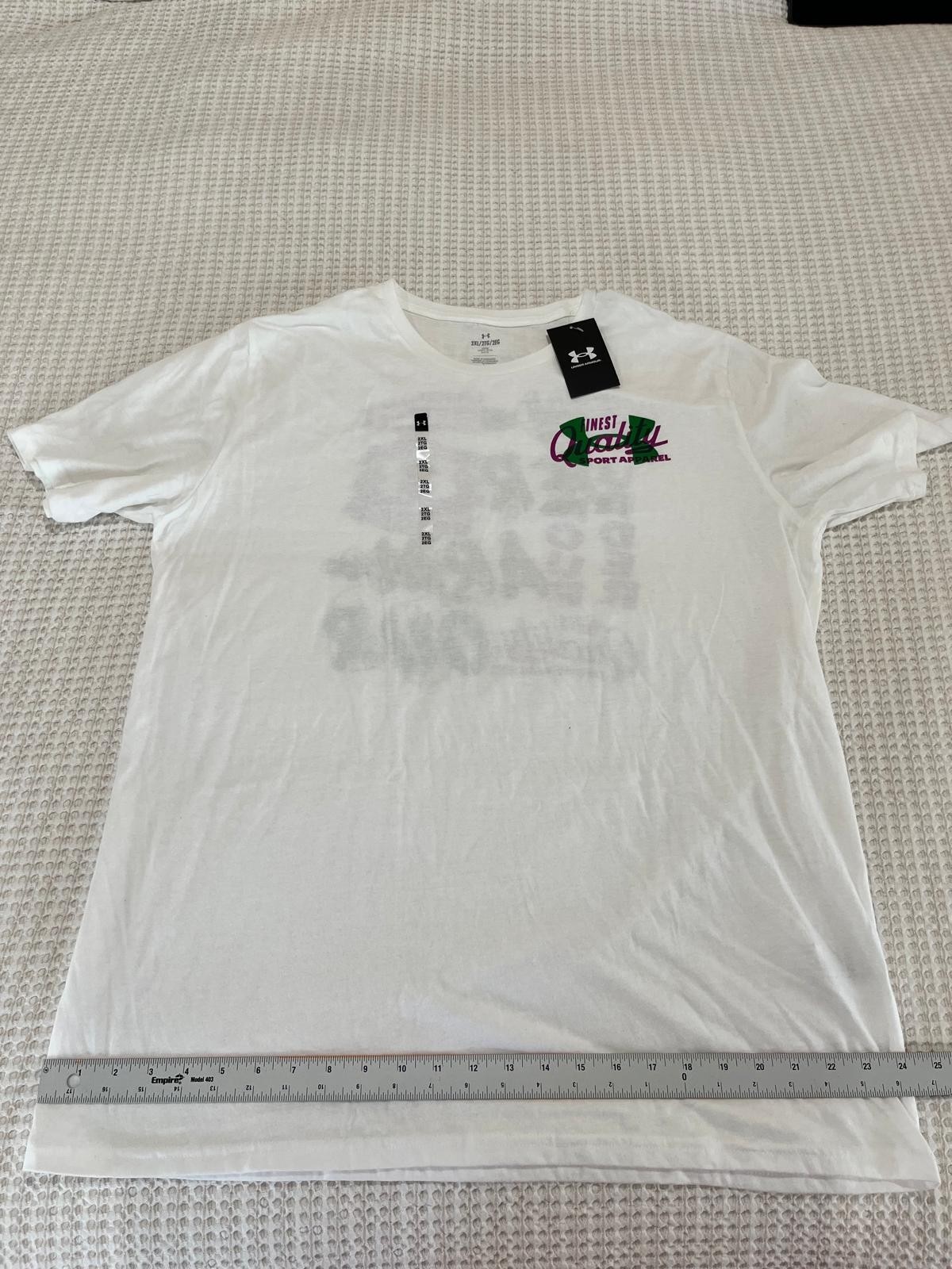 Under Armour Men's Extra Large XXL 2XL Vintage Type T-Shirt White Loose NWT gallery
