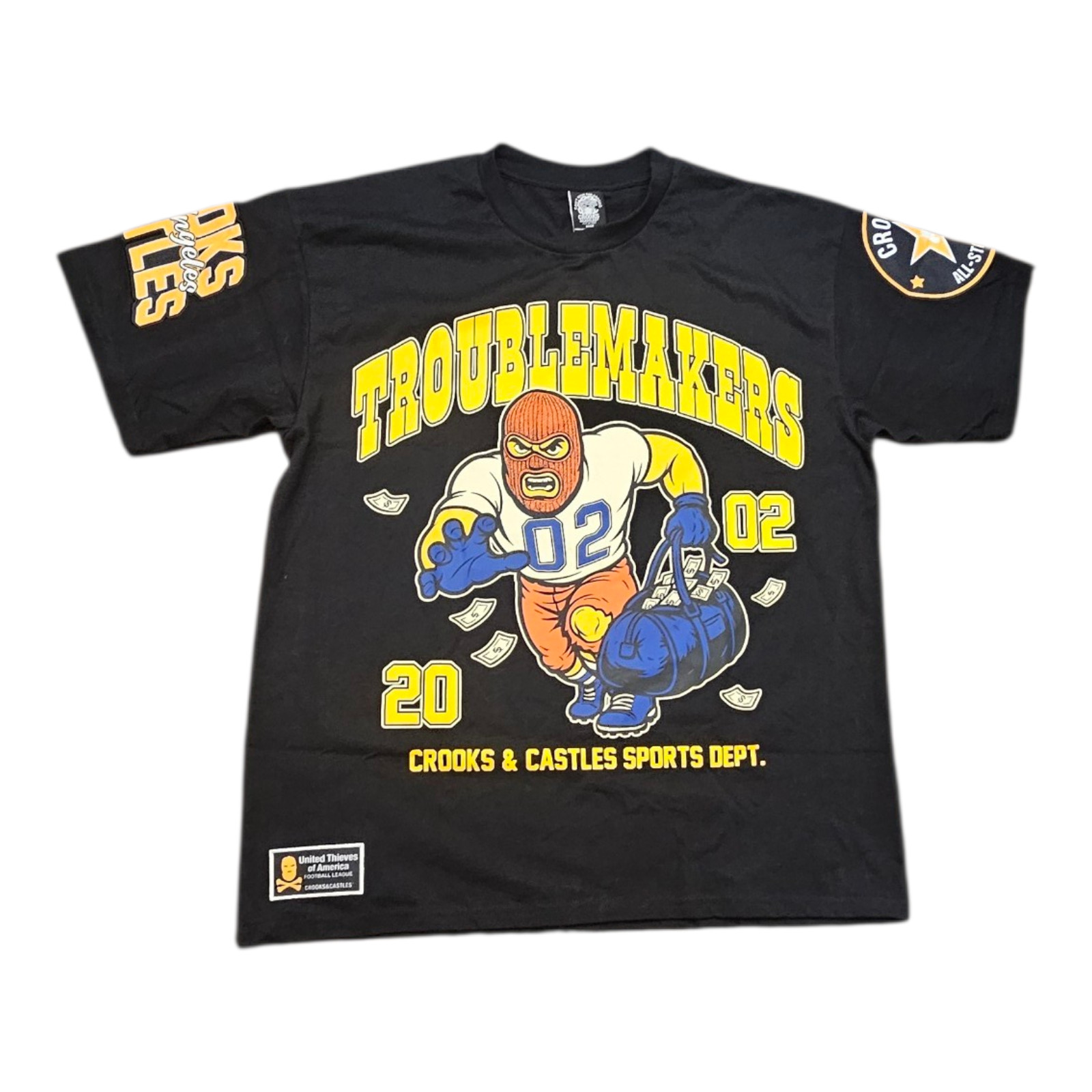 Crooks & Castles Crooks Football League Drop Shoulder Men Heavy Tee Black Size L